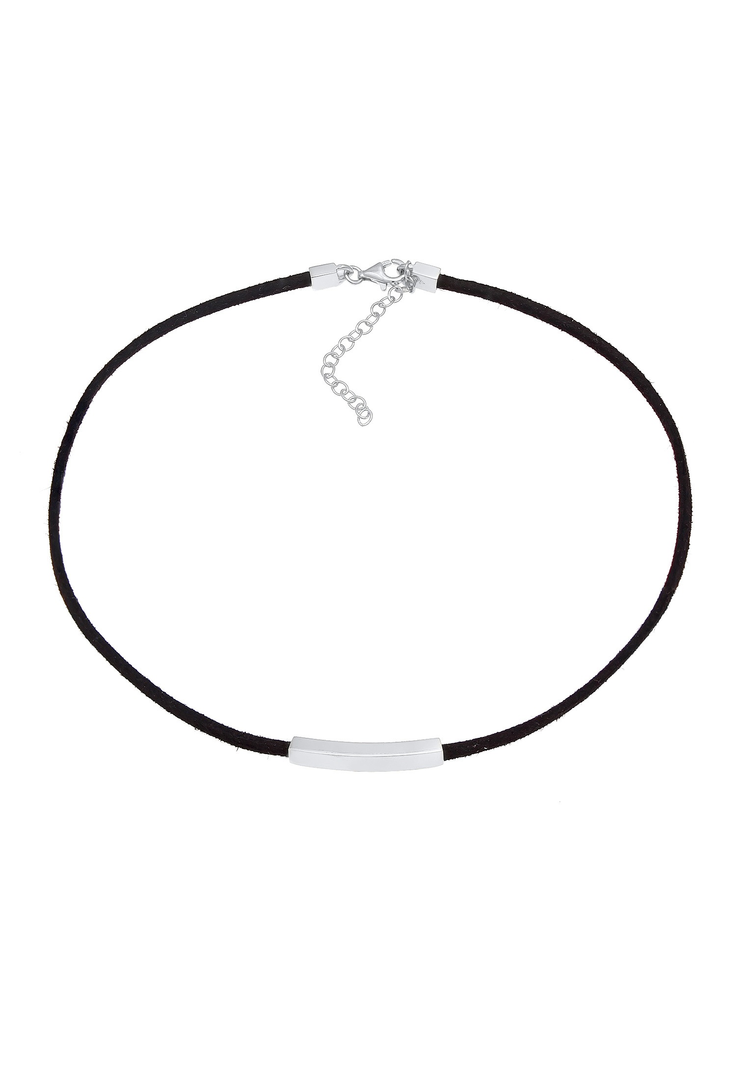 Elli Choker »Halskette Textil Choker Band Platte Schwarz 925 Silber«