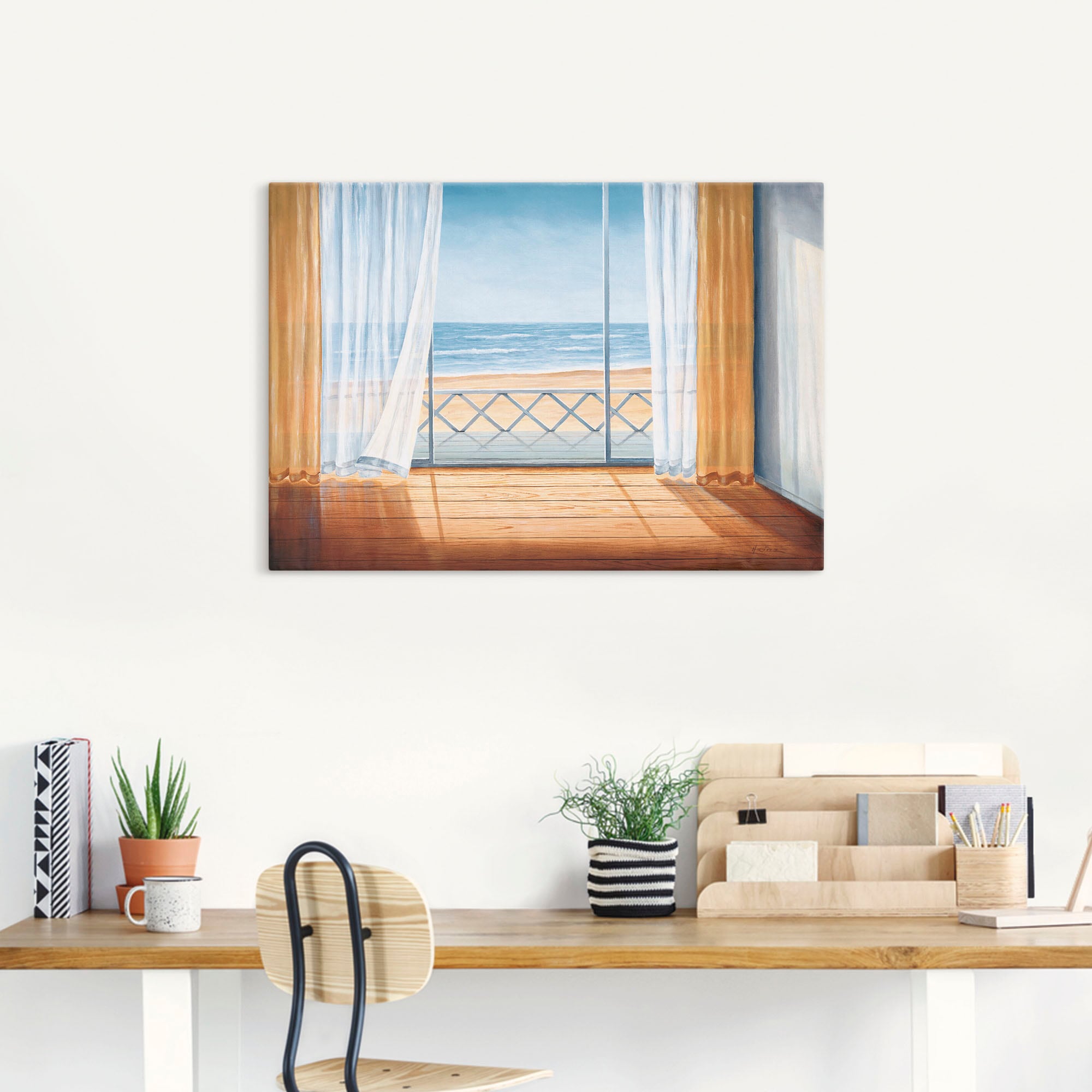 Artland Wandbild »Terrasse mit Meerblick« Fensterblick 1 Stk. tlg. als Alubild, Outdoorbild, Leinwandbild in verschied. Größen