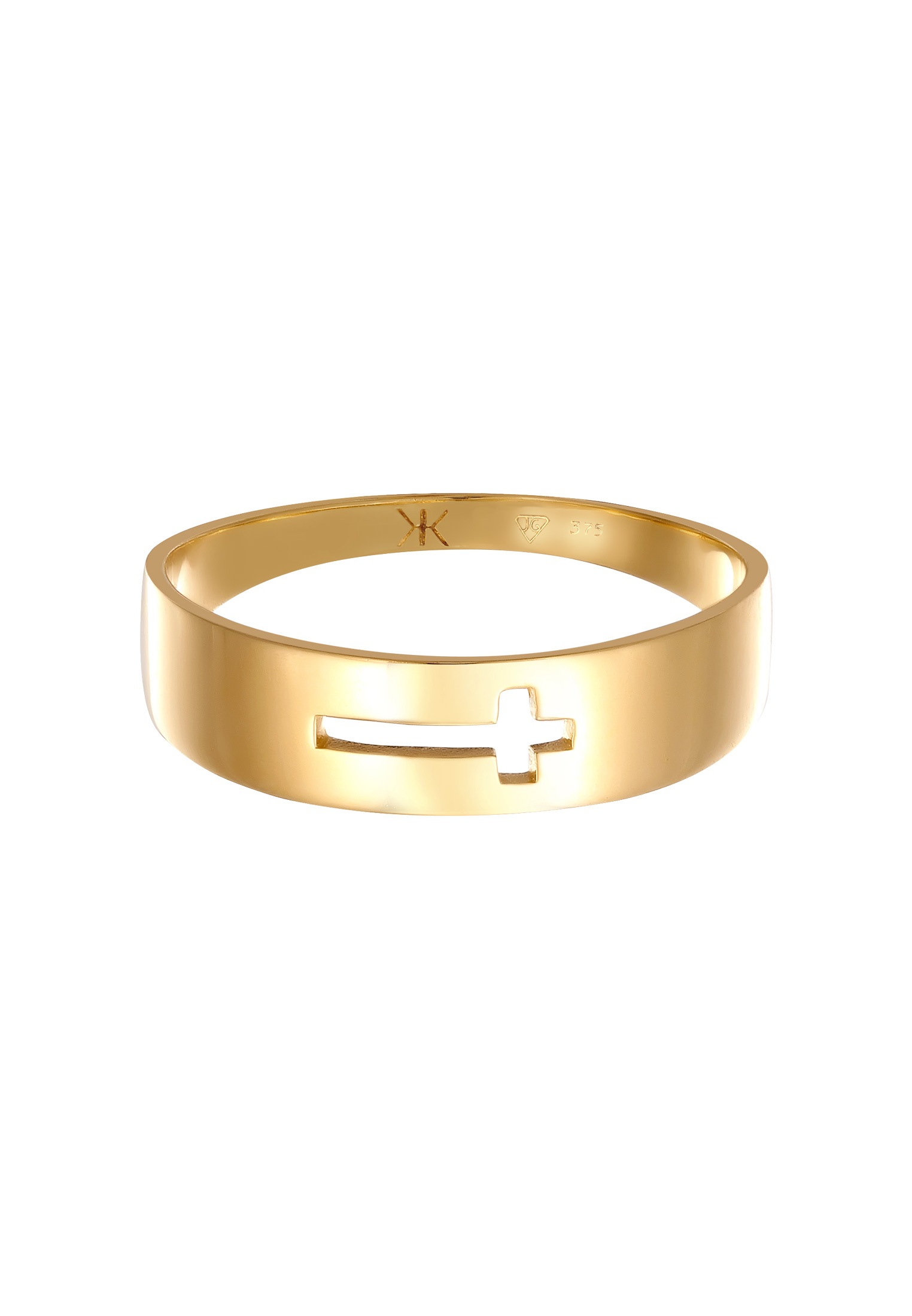 Kuzzoi Silberring »Ring Kreuz Basic 375 Gelbgold«