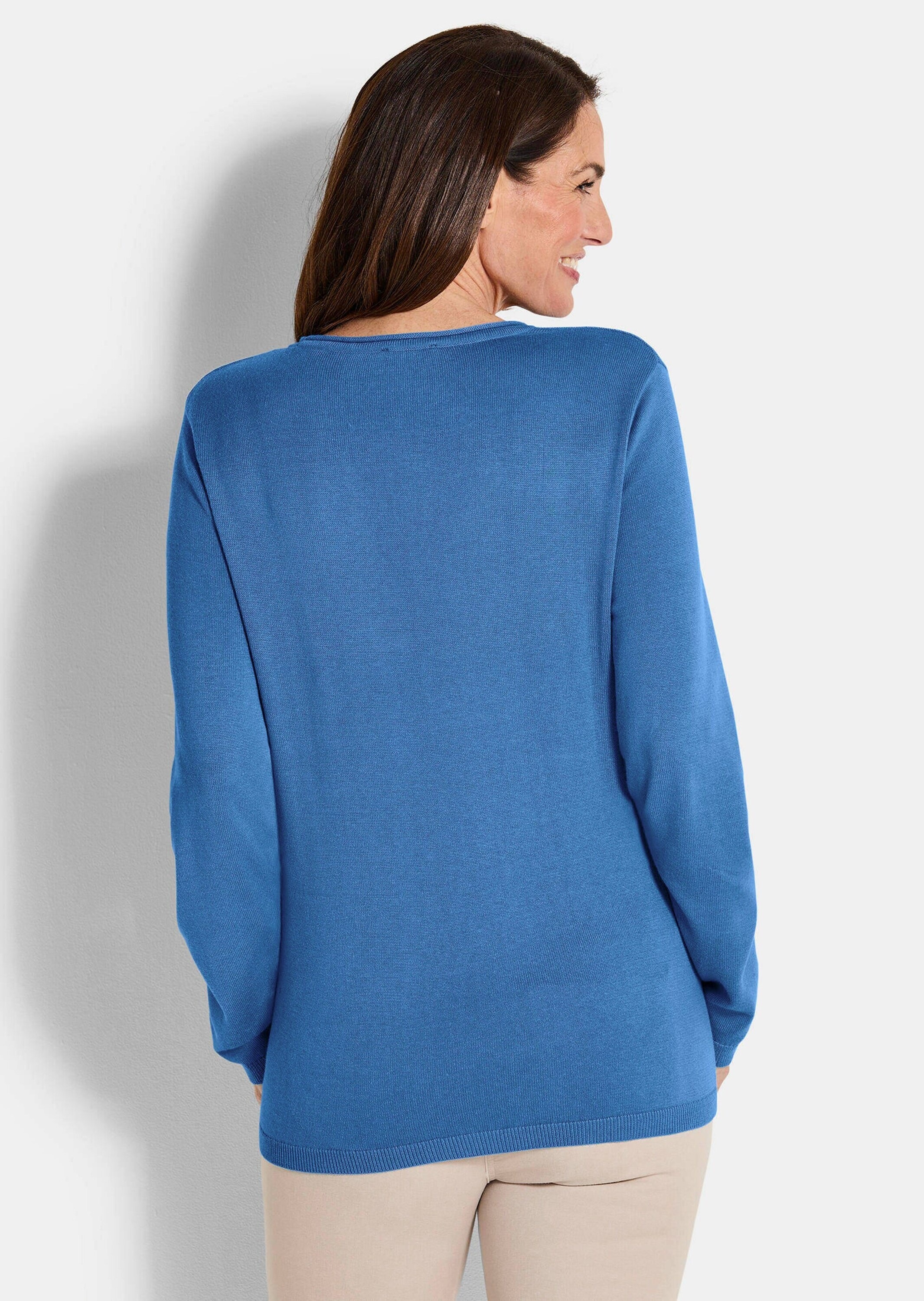 GOLDNER Rundhalspullover »Kurzgröße Edler Feinstrickpullover, V-Ausschnitt« Rund-V-Ausschnitt