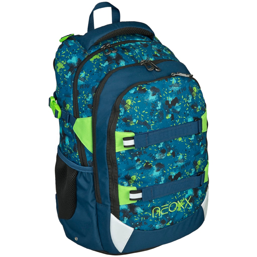 neoxx Schulrucksack »Active, Petrol Extrem«, reflektierende Details, aus recycelten PET-Flaschen