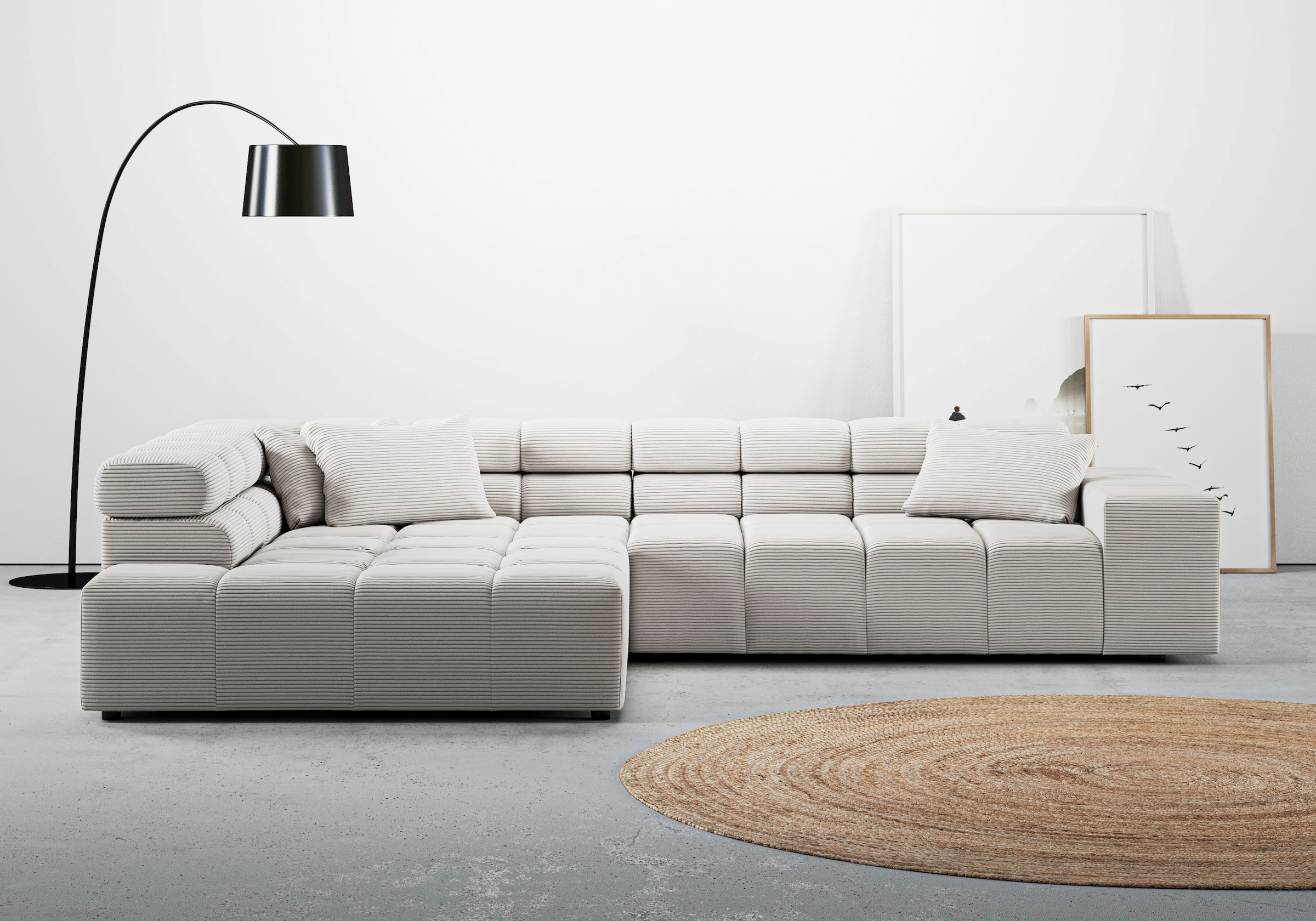 INOSIGN Ecksofa »Ancona incl. Kopfteilverstellung, Breite 319cm, L-Form«, wahlweise motorische Sitztiefenverstellung, auch in Cord + Easy Care