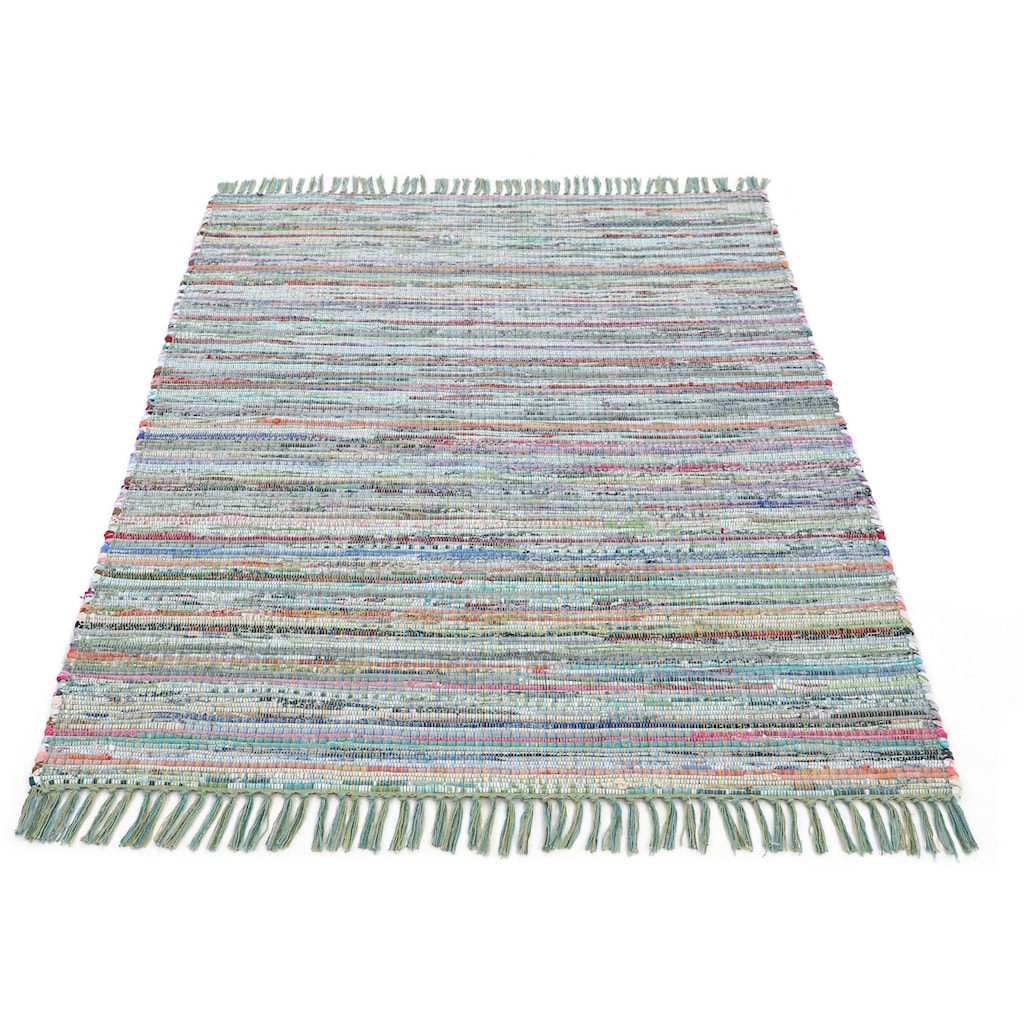 carpetfine Teppich »Kelim Chindi«, rechteckig, 6 mm Höhe, Flachgewebe Wendeteppich mit Fransen, Wohnzimmer
