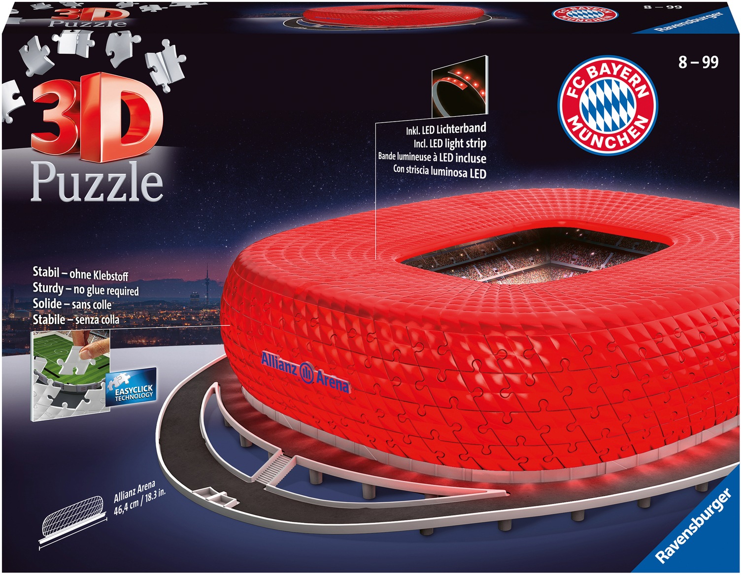 Ravensburger 3D-Puzzle »Allianz Arena Night Edition«, Made in Europe, FSC® - schützt Wald - weltweit