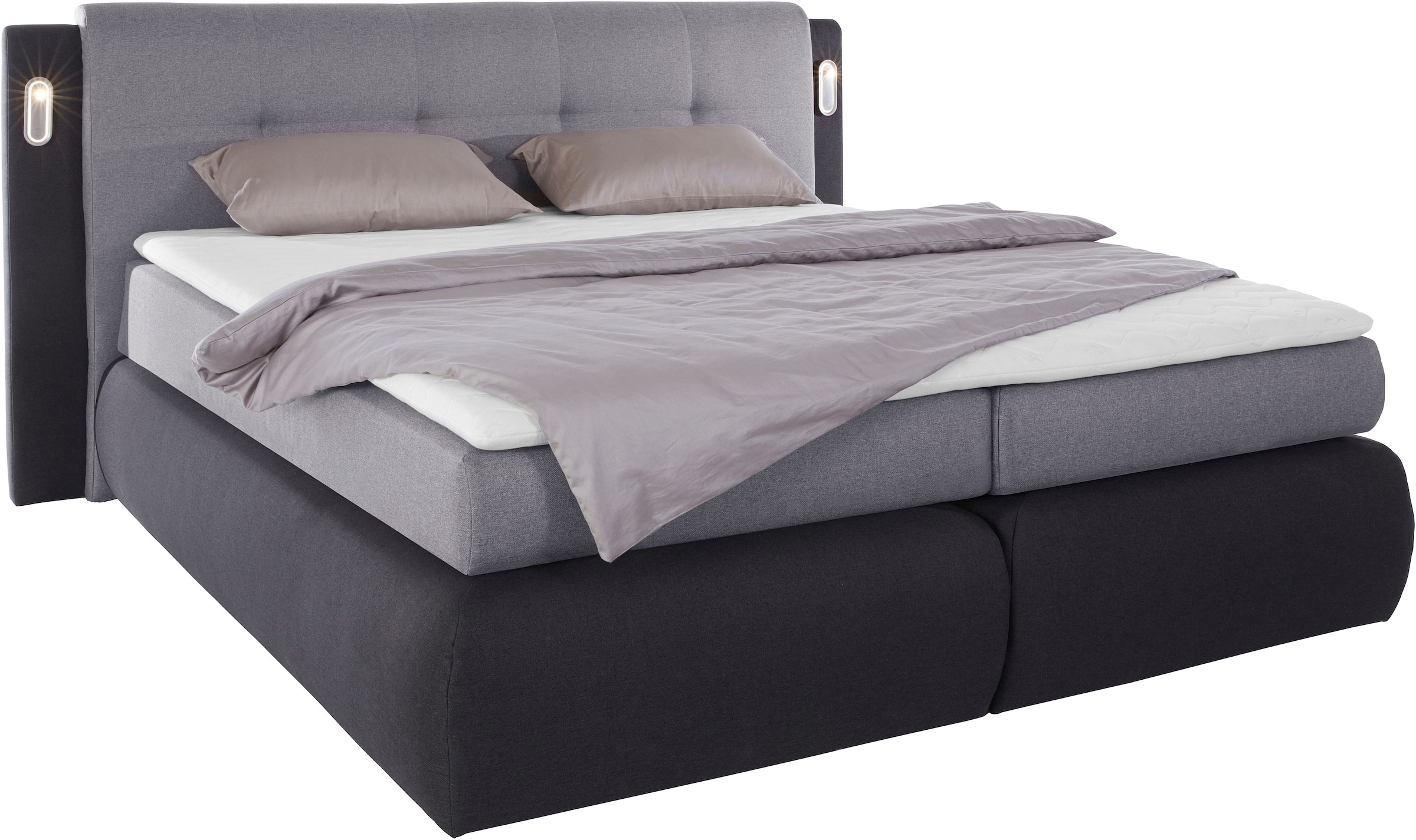 COLLECTION AB Boxspringbett »Borna«, inklusive Bettkasten, LED-Beleuchtung und Topper