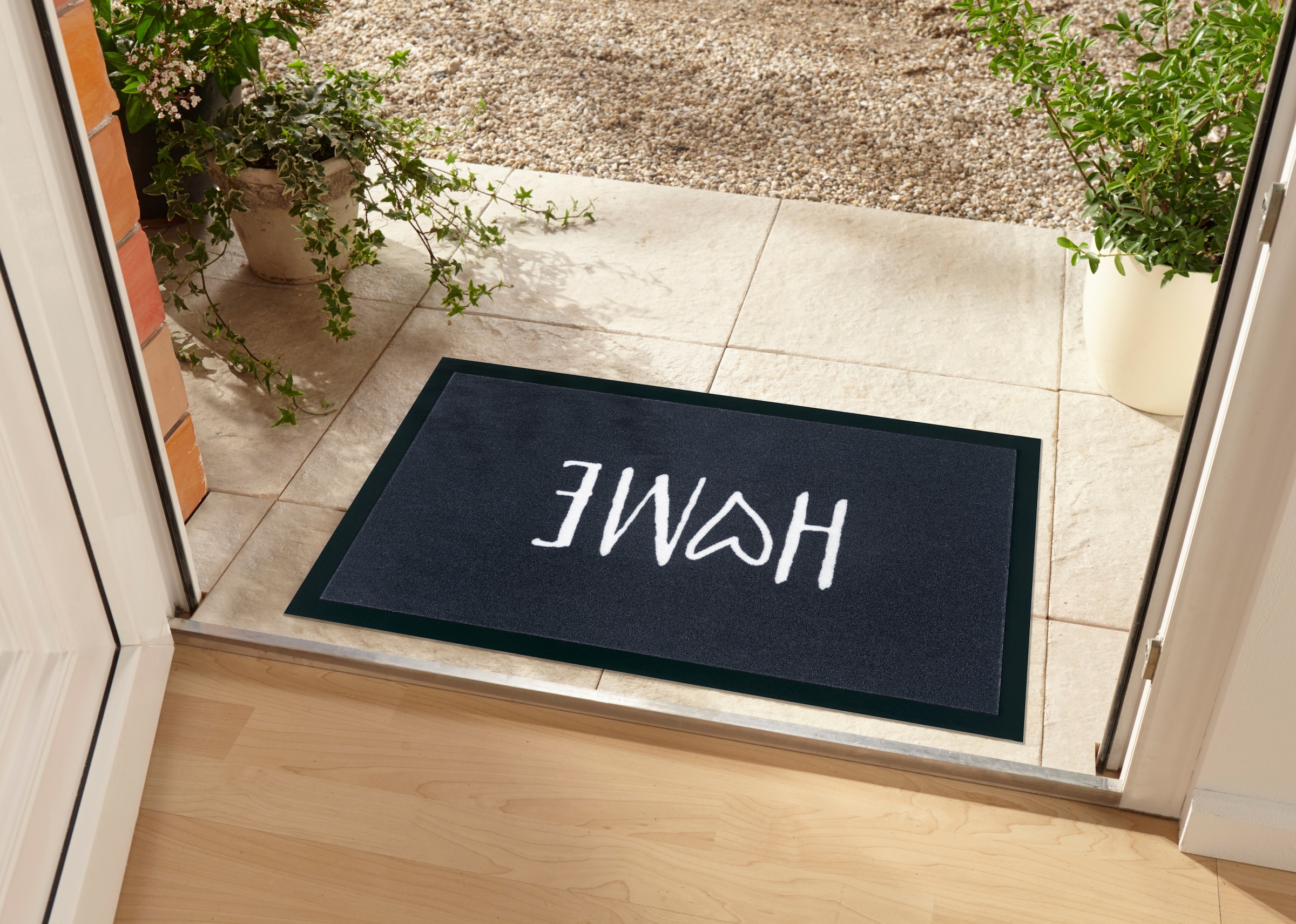 my home Fußmatte »Magne«, rechteckig, 5 mm Höhe, Schmutzfangmatte, Türmatte, In- und Outdoor, Schrift, Läufer, waschbar