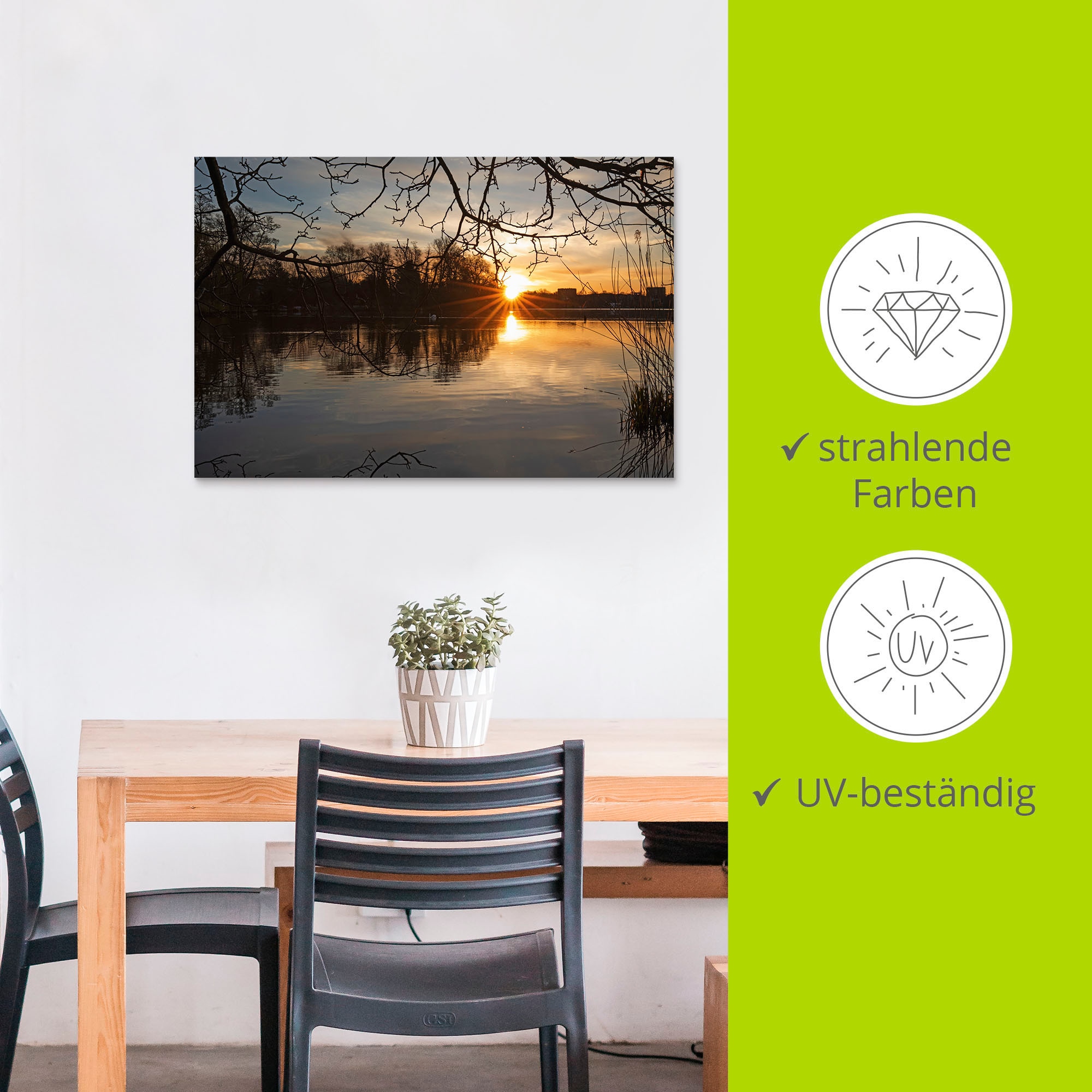 Artland Wandbild »Morgenzauber Wakenitz Lübeck«, Seebilder, (1 St.), als Alubild, Outdoorbild, Leinwandbild, Poster in verschied. Größen