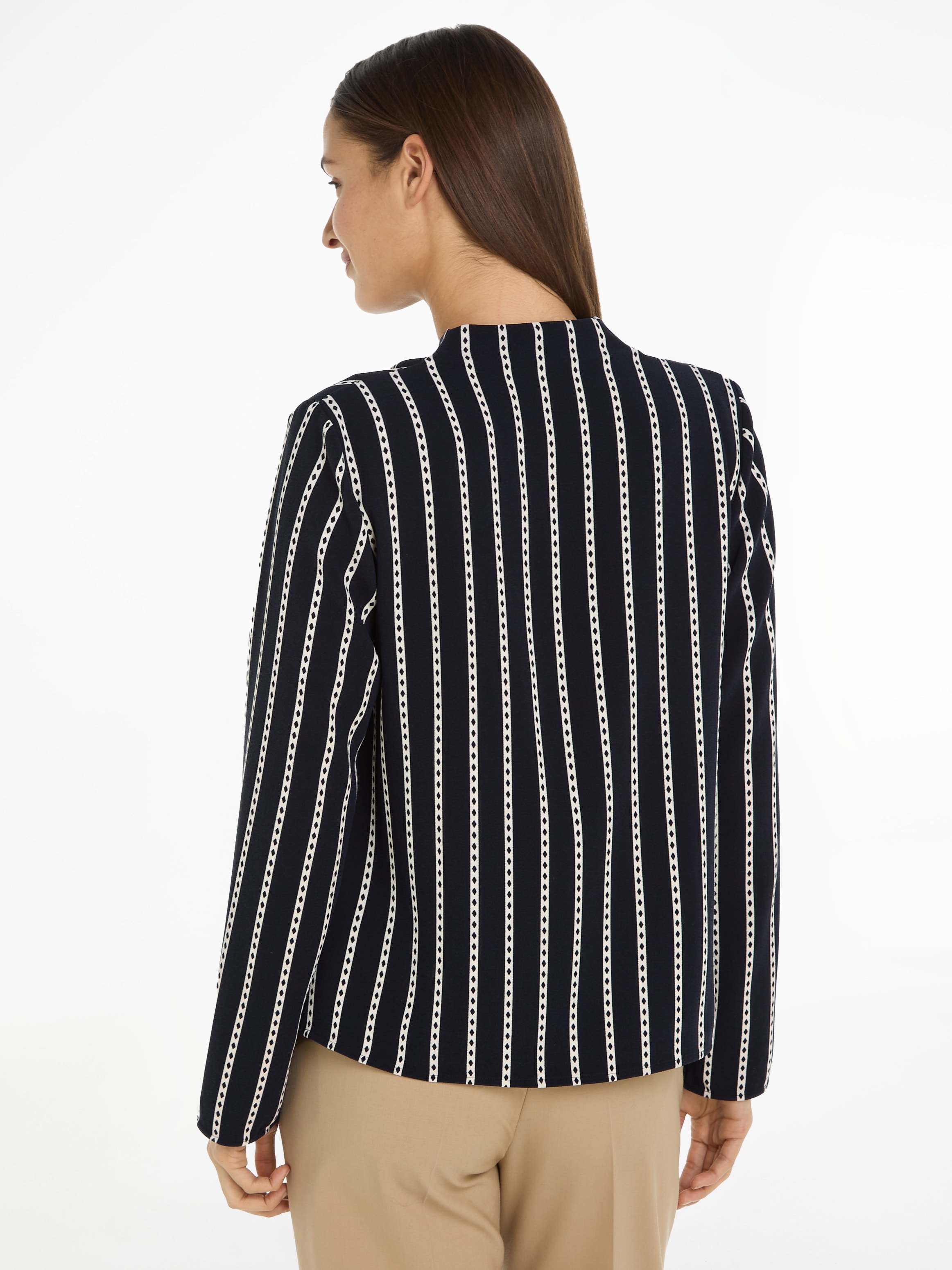 Tommy Hilfiger Blusentop »ARGYLE STRIPE COWL NECK BLOUSE«, im hüftlangen Schnitt