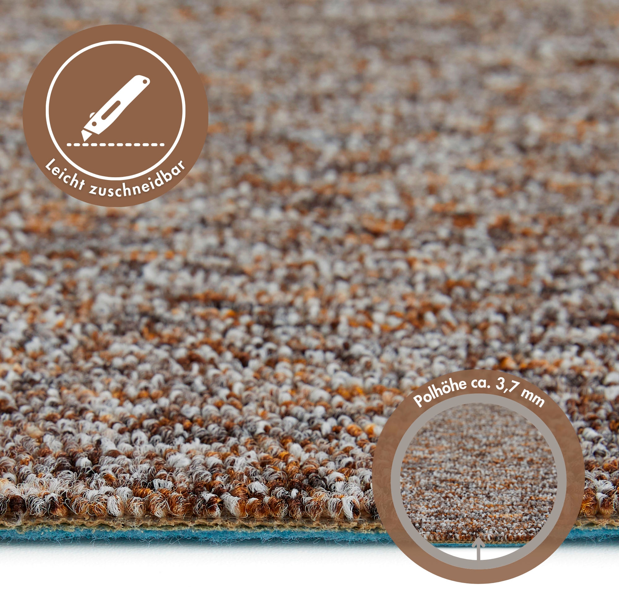 Andiamo Teppichboden »Gambia, Feinschlinge, Made in Belgium«, rechteckig, 7,2 mm Höhe, meliert, Breite 400 cm oder 500 cm, strapazierfähig, pflegeleicht
