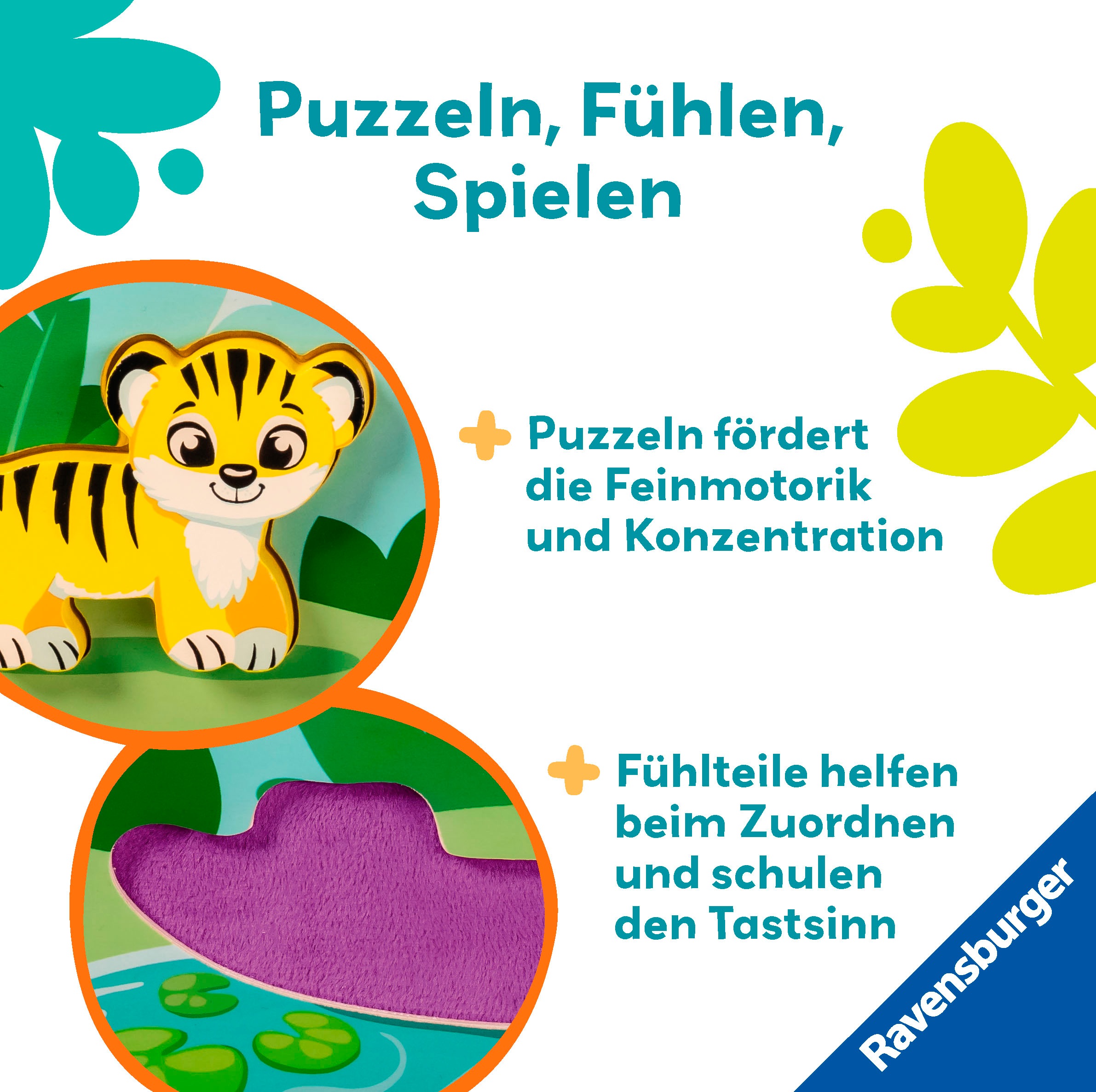 Ravensburger Puzzle »Play+ Magnetisches Holz-Fühl-Puzzle: Dschungel«