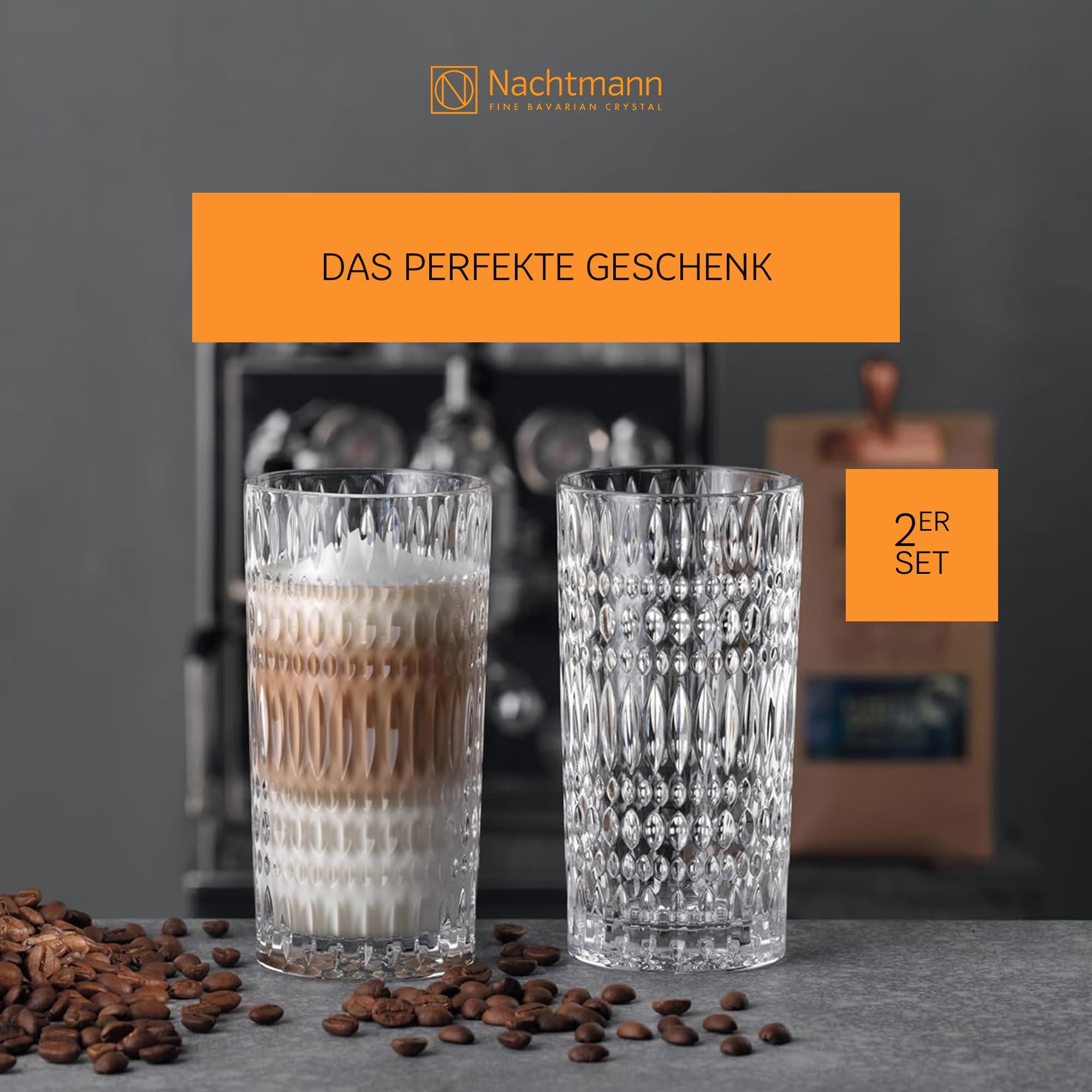 Nachtmann Latte-Macchiato-Glas »Latte Macchiato Gläser Ethno Barista 434 ml 2er Set transparent«