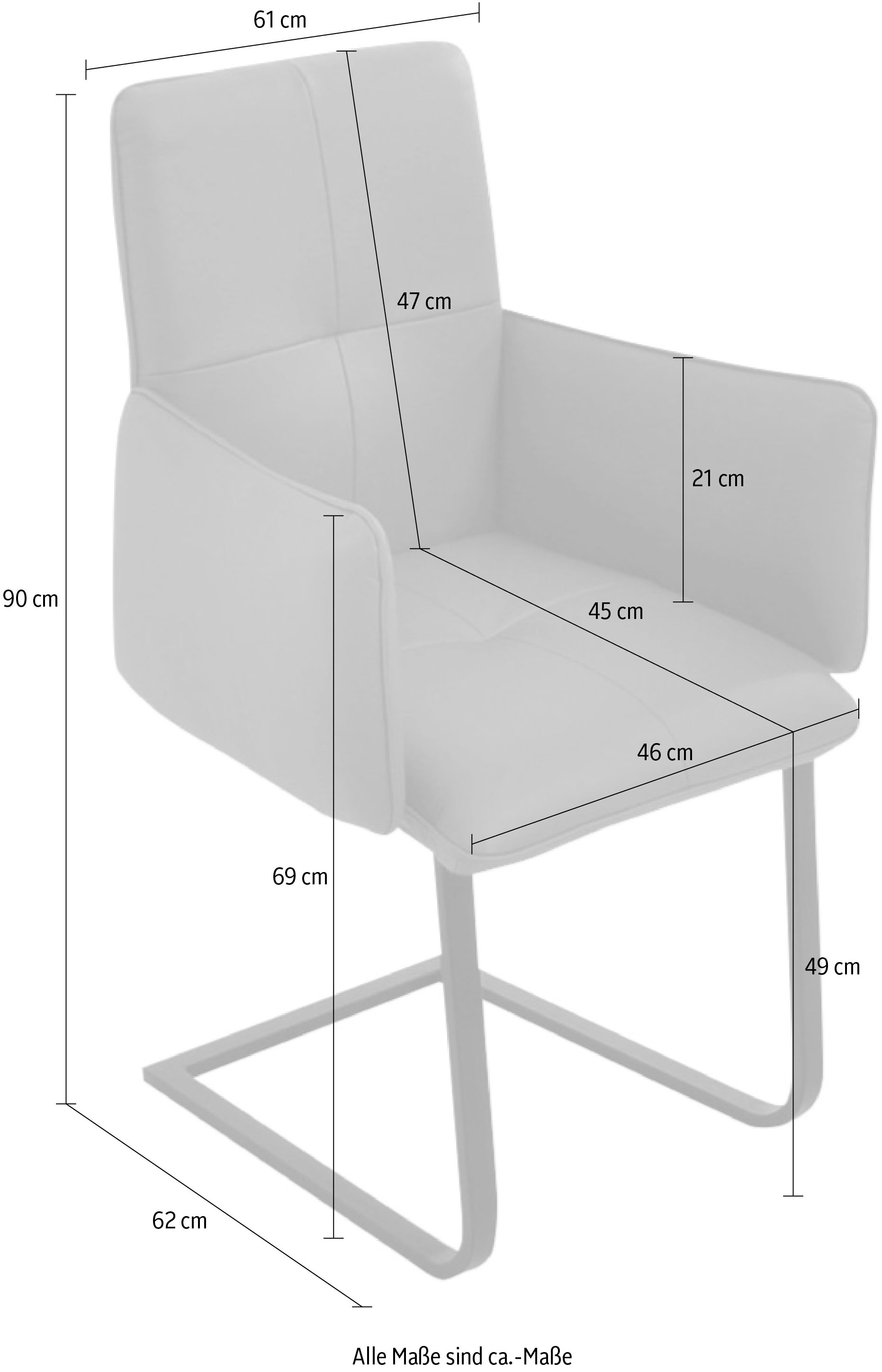 K+W Komfort & Wohnen Freischwinger »6502« () Freischwinger mit Armlehnen, Flachstahlkufe in schwarz