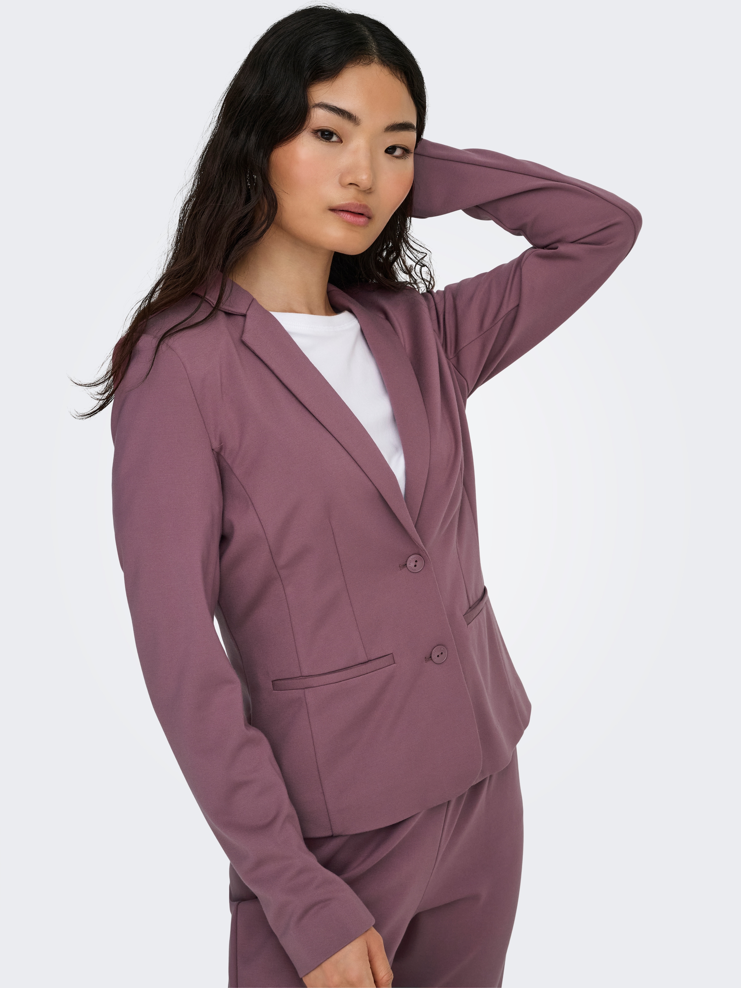 ONLY Jerseyblazer »ONLPOPTRASH – 2-Knopf Blazer mit taillierter Silhouette« regular fit, Milano Rib, Materialmix, Reverskragen, unifarben