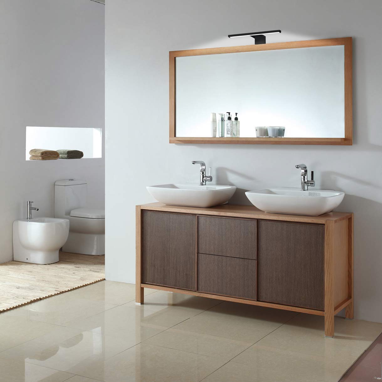 B.K.Licht Spiegelleuchte »BK Spiegellampe Bad, neutralweiße Lichtfarbe, klemmbar« LED-Modul 1 Stk. Neutralweiß 8W, 4.000K neutralweißes Licht, IP44, Spritzwasserschutz