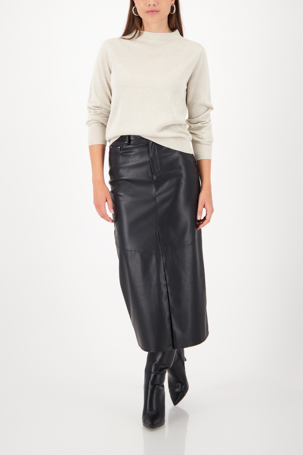 Monari Rundhalspullover »Pullover Lurex«