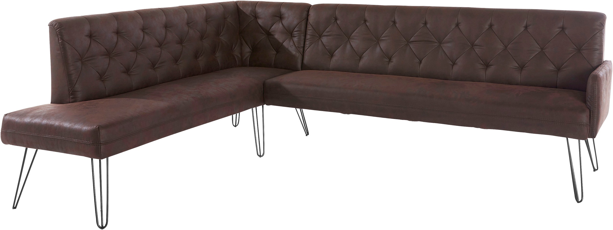 exxpo - sofa fashion Eckbank »Doppio, Chesterfield Optik, komfortabel und bequem, hohe Designfüße«, Frei im Raum stellbar