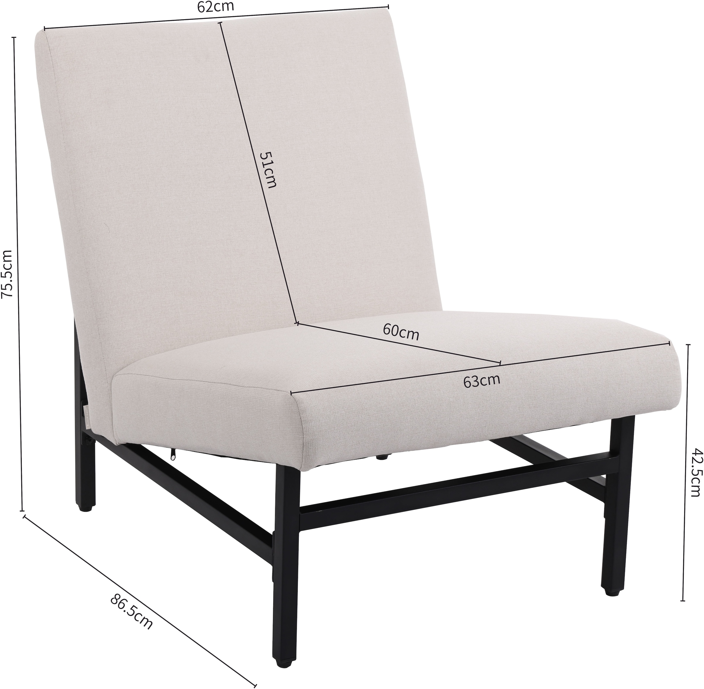 LeGer Home by Lena Gercke Sessel »SORAAYA Lounge-Sessel, Lese-Sessel, TV-Sessel« schwarzes Metall-Gestell, feiner Web-Stoff