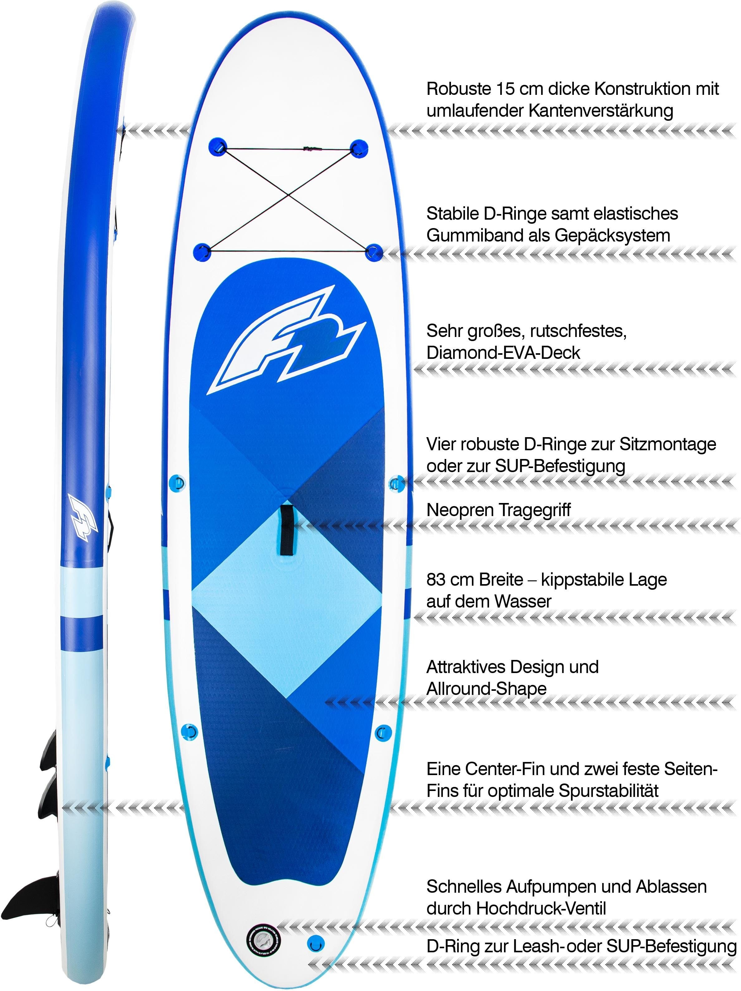 F2 Inflatable SUP-Board »F2 Prime blue mit Alupaddel«, (Set, 4 tlg., mit  Paddel, Pumpe und Transportrucksack), Stand Up Paddling kaufen bei OTTO