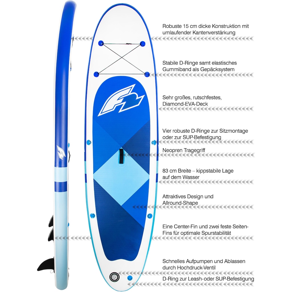 F2 Inflatable SUP-Board »F2 Prime blue«, (Set, 3 tlg.)