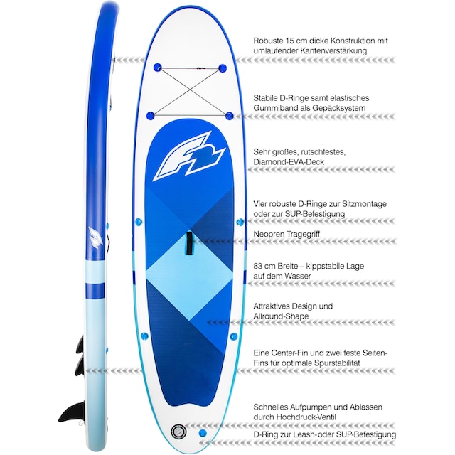 F2 Inflatable SUP-Board »F2 Prime blue mit Alupaddel«, (Set, 4 tlg., mit  Paddel, Pumpe und Transportrucksack), Stand Up Paddling kaufen bei OTTO