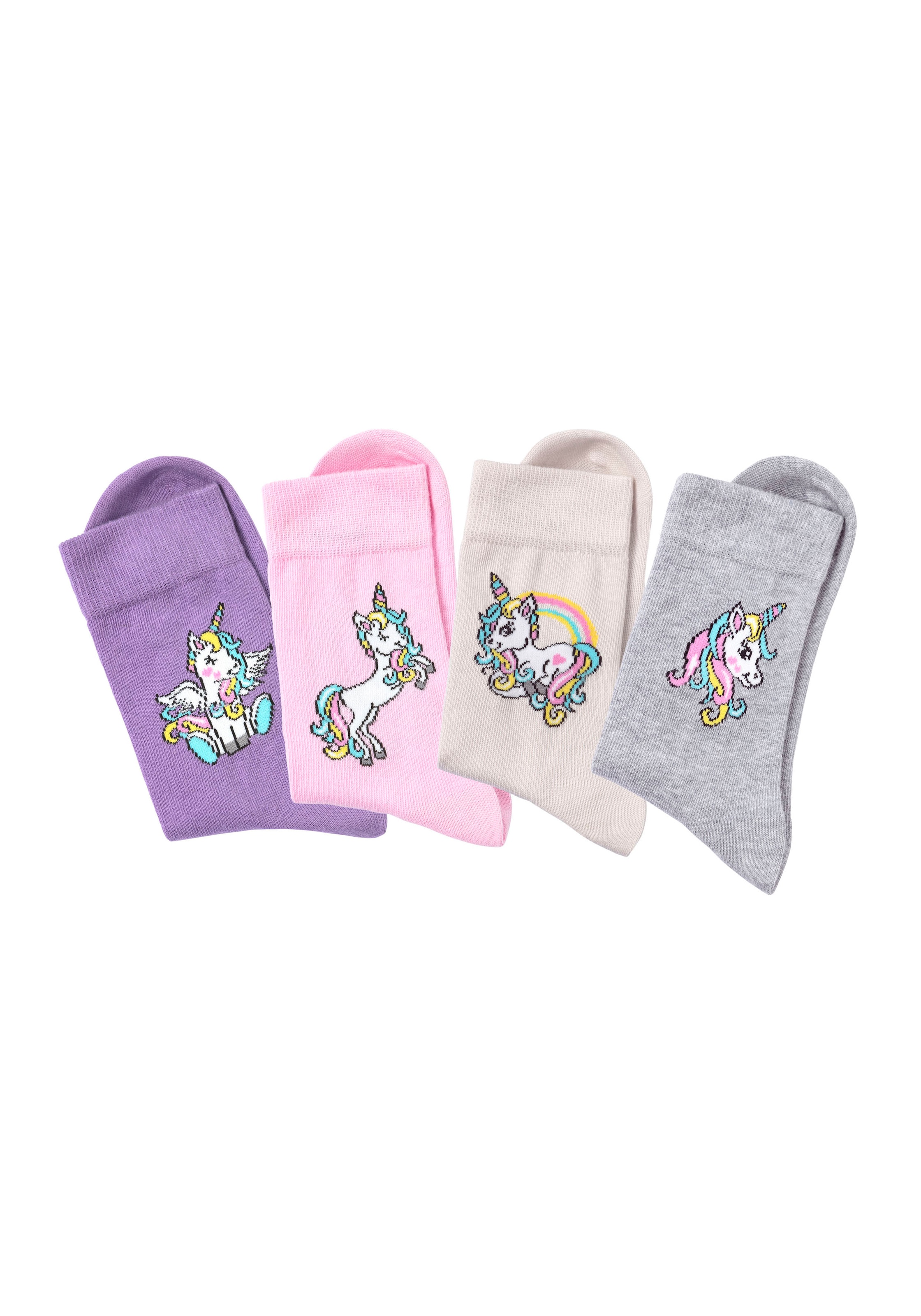 H.I.S Basicsocken, (Packung, 4 Paar), mit Einhorn Motiven