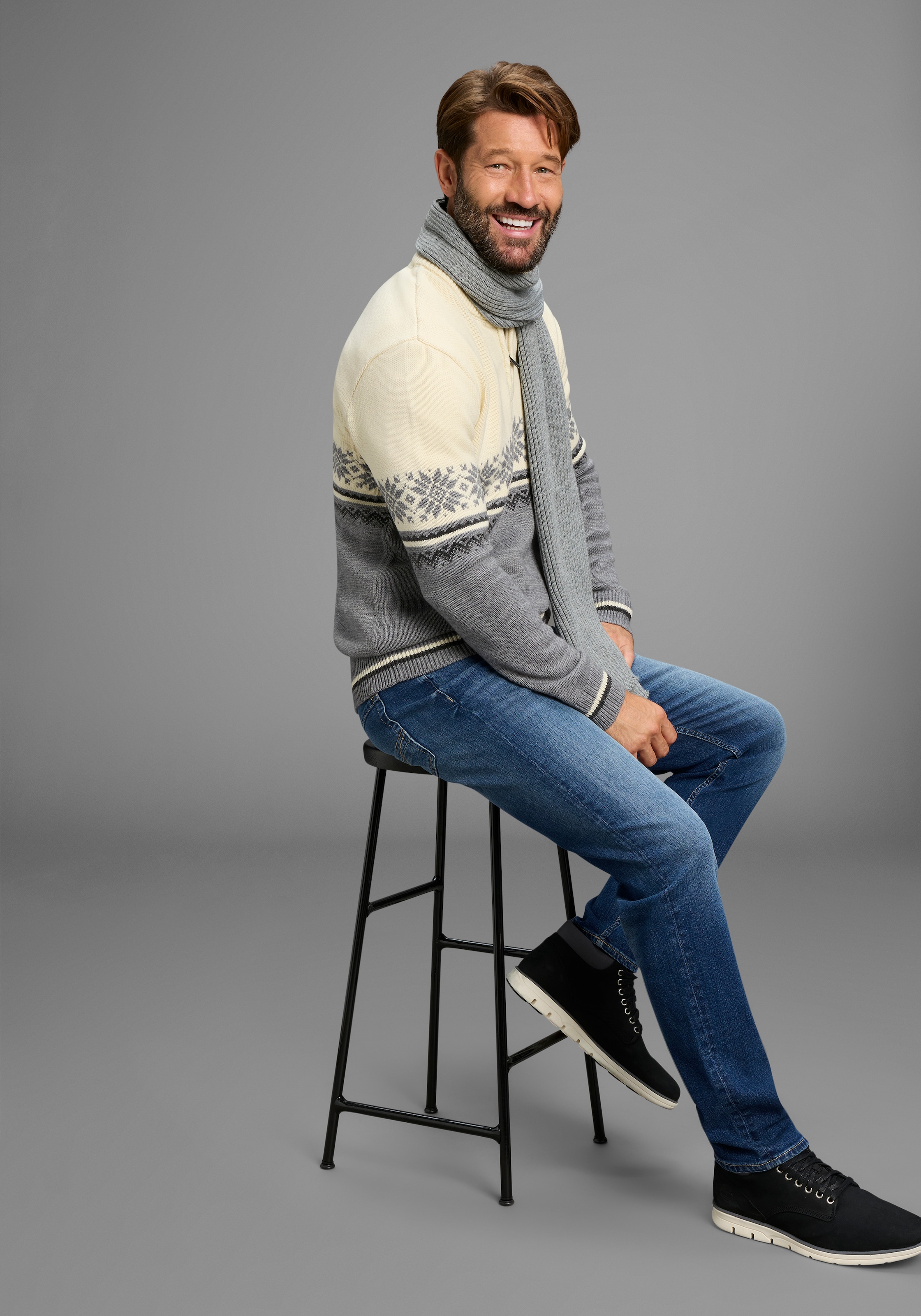 Man's World Troyer »Neue Kollektion! Highlight Norweger Muster« aus Strickmaterial, Regular Fit, mit Langarm, lässiger Casual-Look