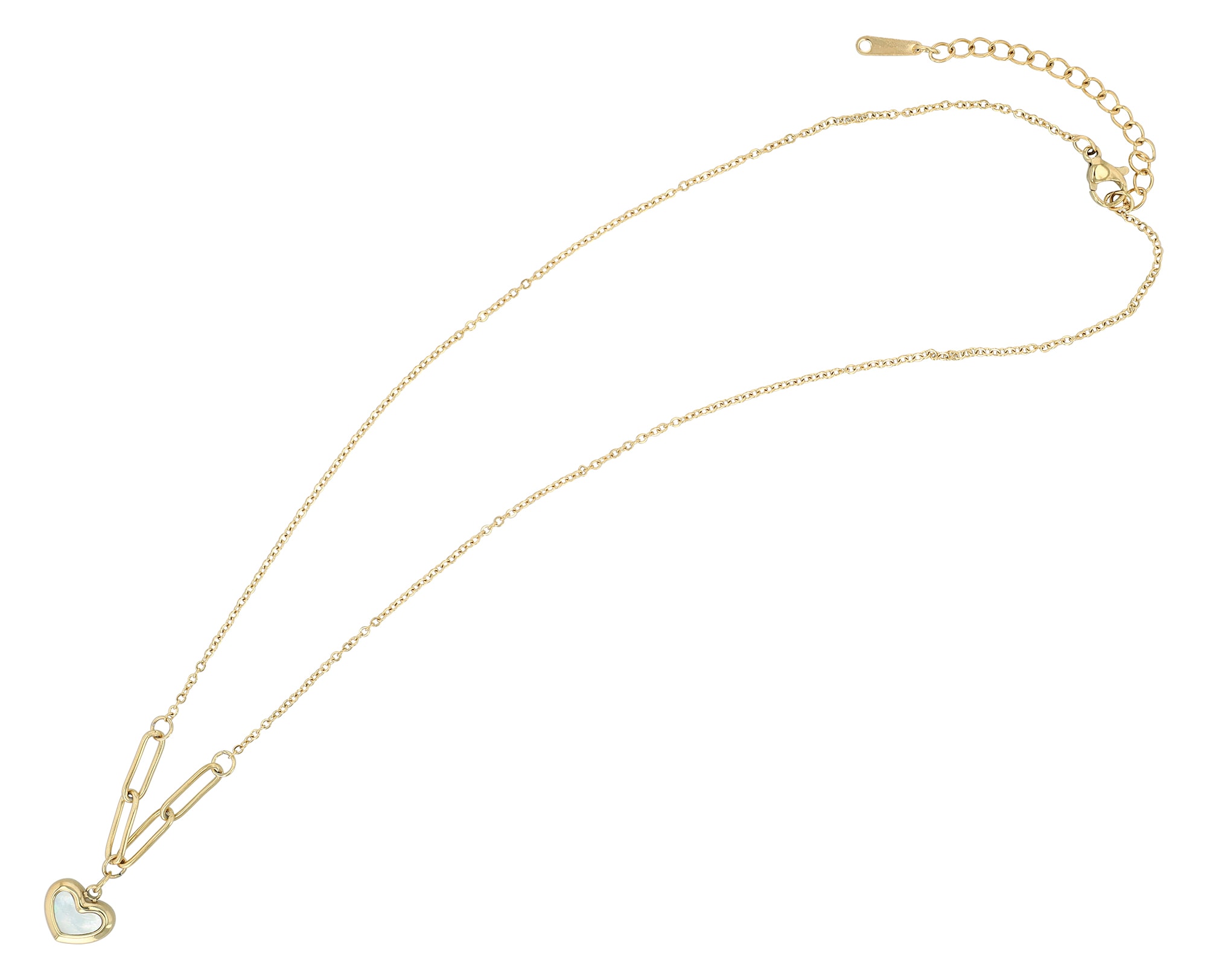 Adelia´s Gliederkette »Damen Halskette ¿ Herz aus Edelstahl mit Perlmutt 42+5«