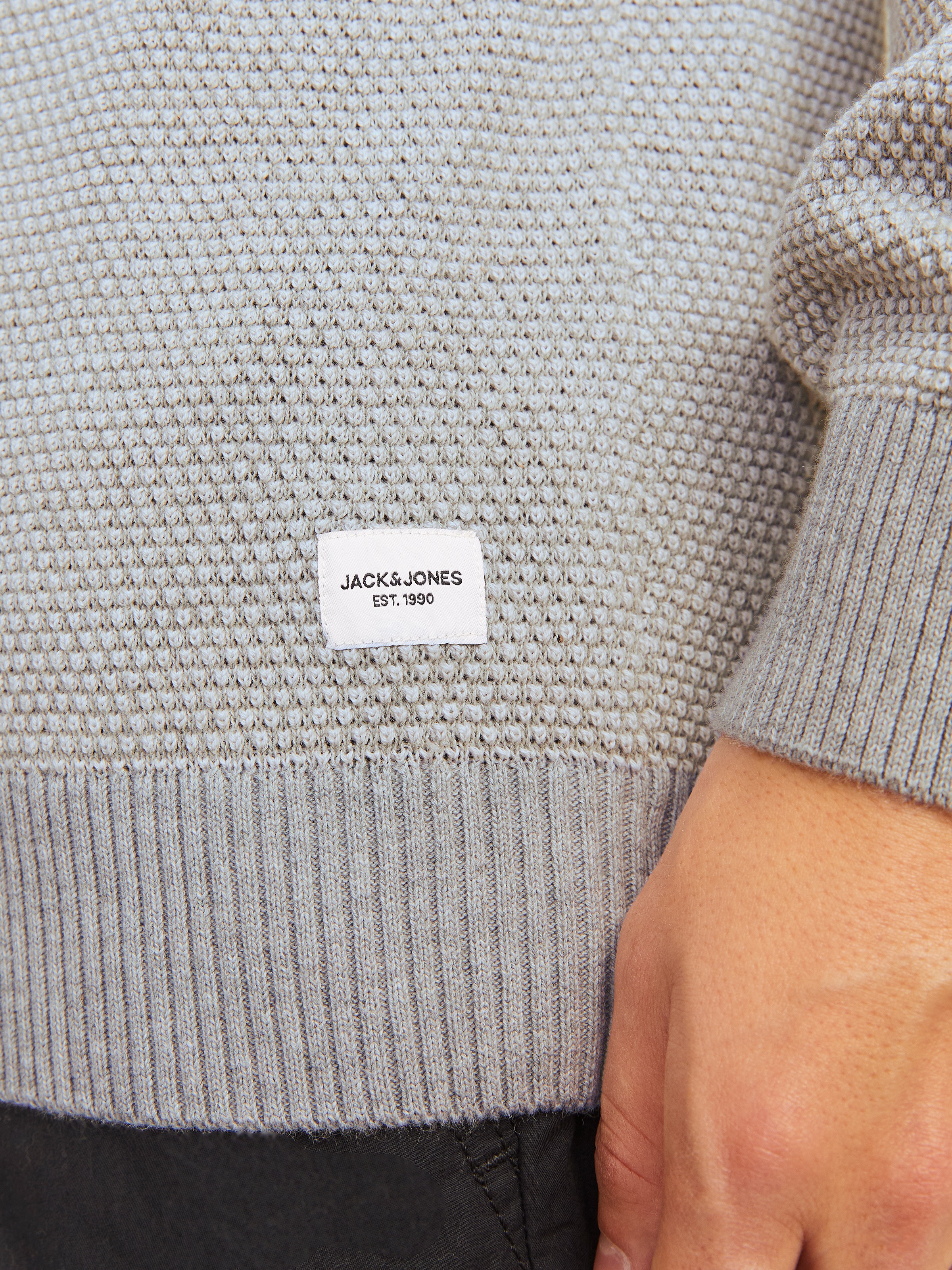 Jack & Jones Rundhalspullover »JJEGLOBE KNIT CREW NECK NOOS«, in Strick Optik