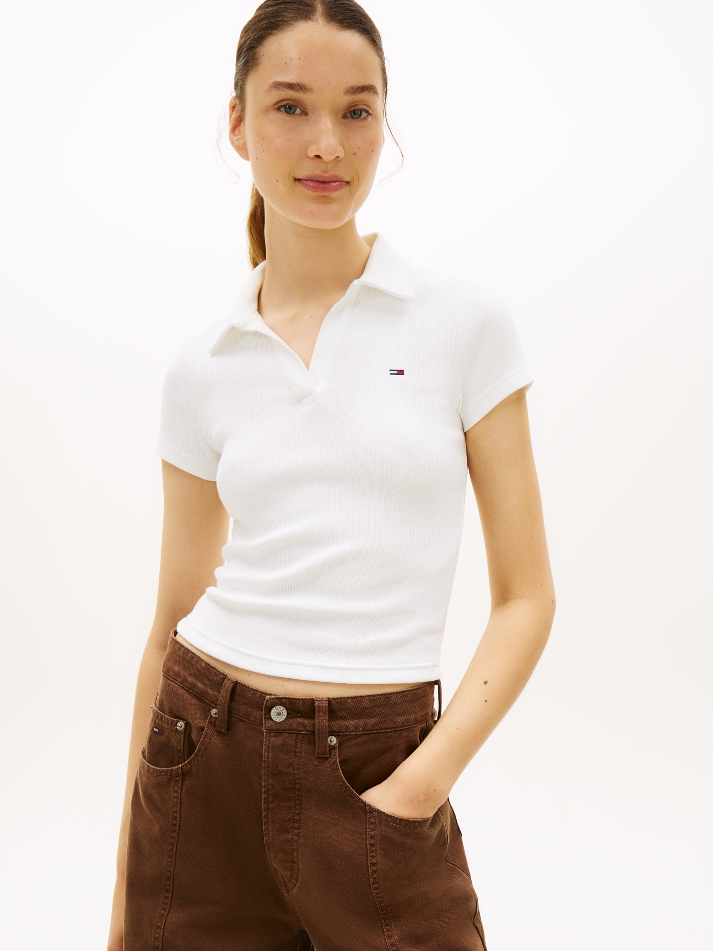 Tommy Jeans Poloshirt »TJW SLIM SH RIB POLO« mit gerippter Struktur
