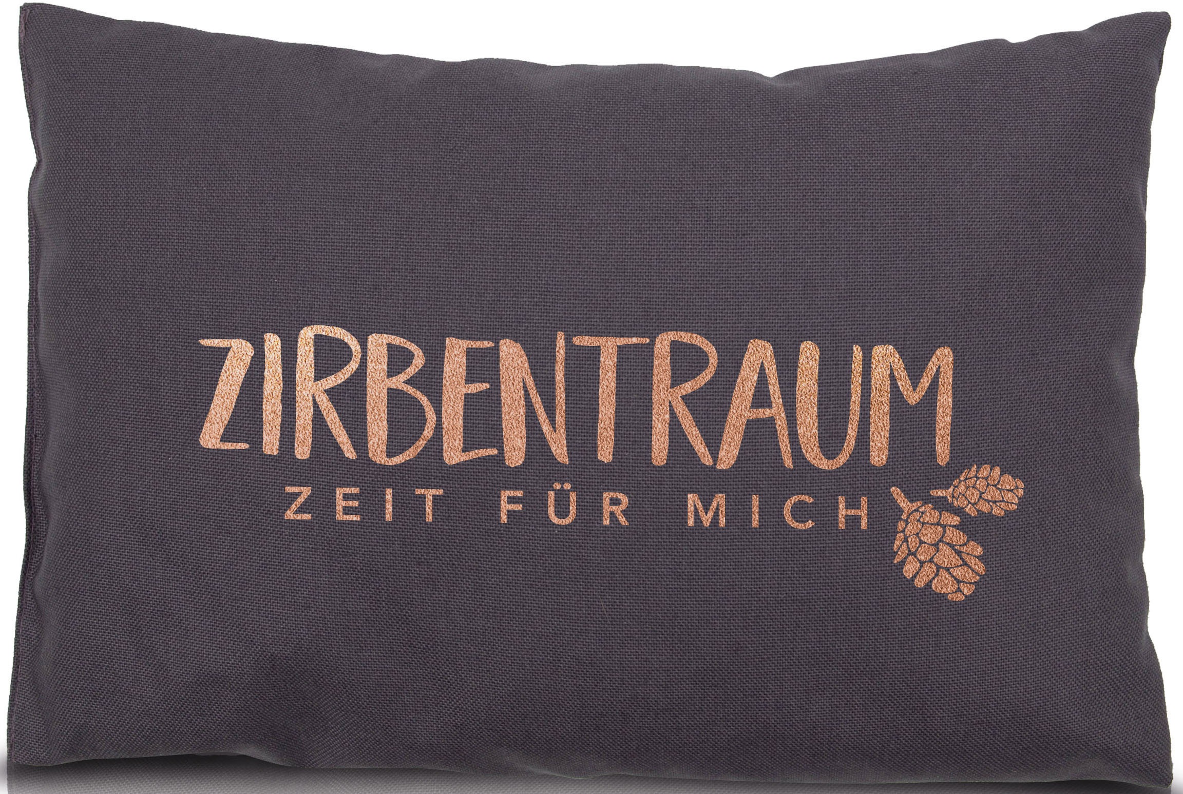 herbalind Zirbenkissen »Zirbentraum in Anthrazit/Roségold 30x20 mit Reißverschluss - Gefüllt« mit hochwertigen Zirbenholzflocken 100% Baumwolle - Made in Germany