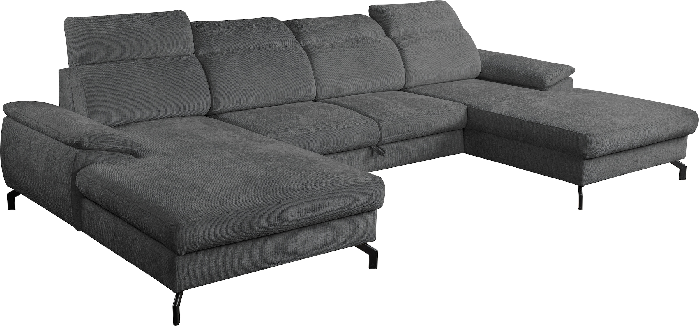 WERK2 Wohnlandschaft »Slavio U-Form«, Modernes U-Sofa mit Schlaffunktion, Bettkasten, Kopfteile verstellbar