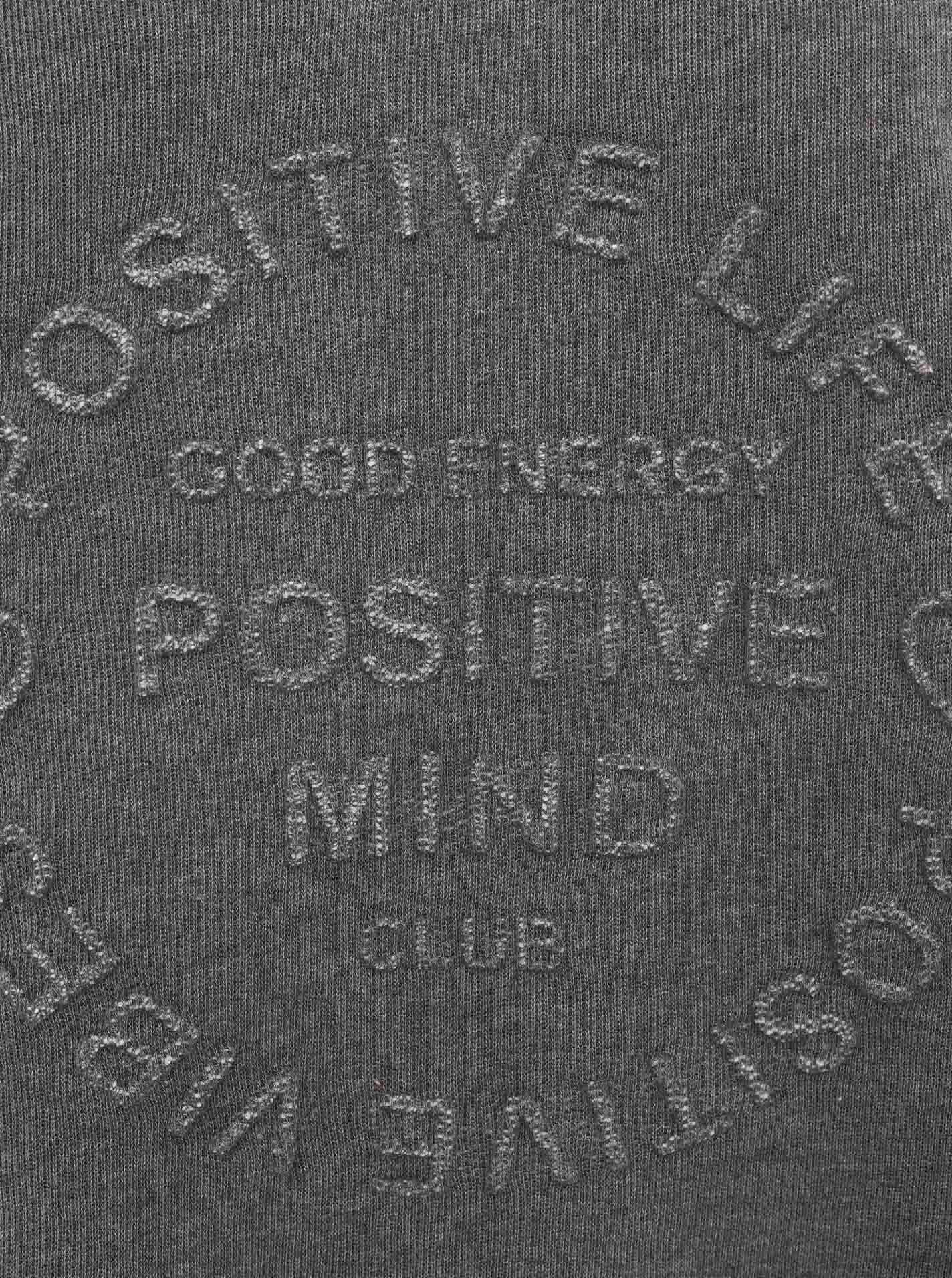 Zwillingsherz Sweatshirt »"Positive Mind"«, ausgefranster V-Ausschnitt, Used Look, Langarm, Schriftzug
