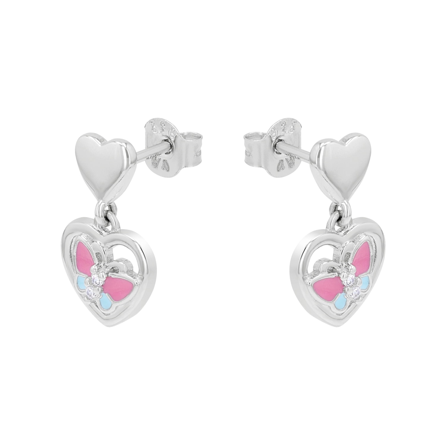 Prinzessin Lillifee Paar Ohrhänger »Herzen/Schmetterling-Optik« mit Zirkonia (synth.)