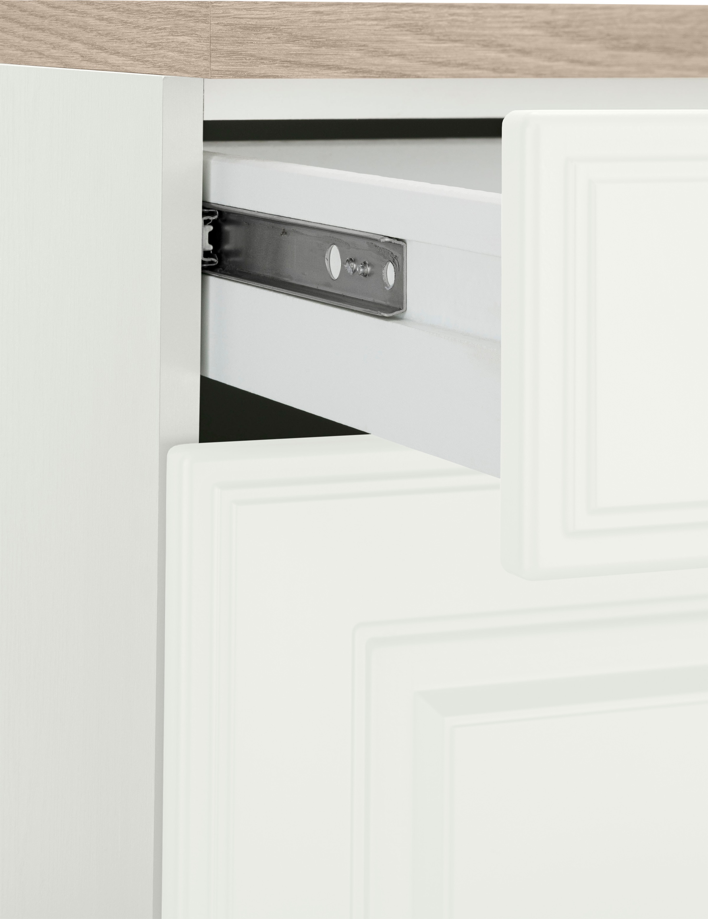 KOCHSTATION Küchenzeile »KS-Stockholm« Breite 220 cm, mit hochwertigen MDF Fronten im Landhaus-Stil