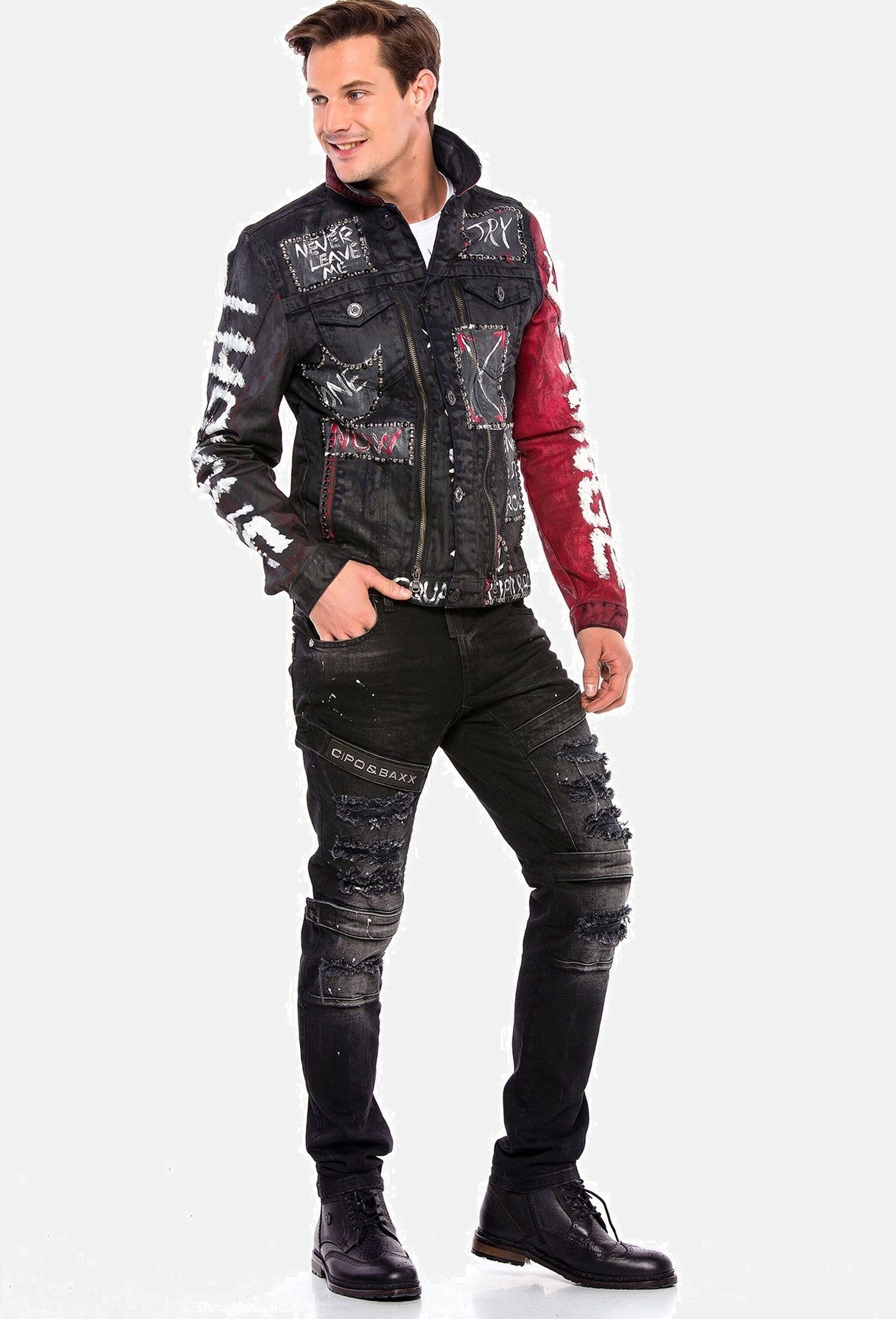 Cipo & Baxx Jeansjacke »Cipo & Baxx Jacke« ohne Kapuze mit Knopfleiste, CJ248