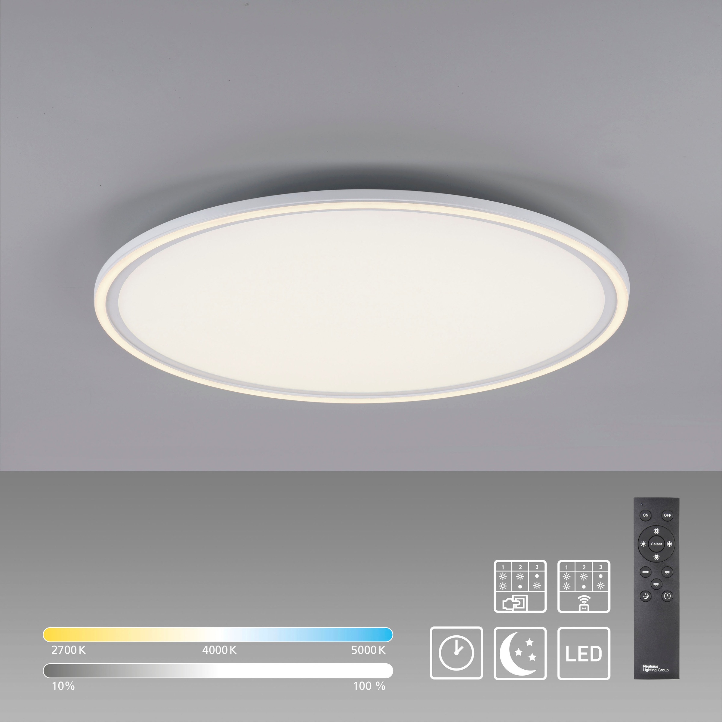 JUST LIGHT Deckenleuchte »EDGING«, 2 flammig, Leuchtmittel LED-Board-LED-Board | LED fest integriert-LED fest integriert, LED, Fernbedienung, Funk inkl., separat steuerbar (Schalter)