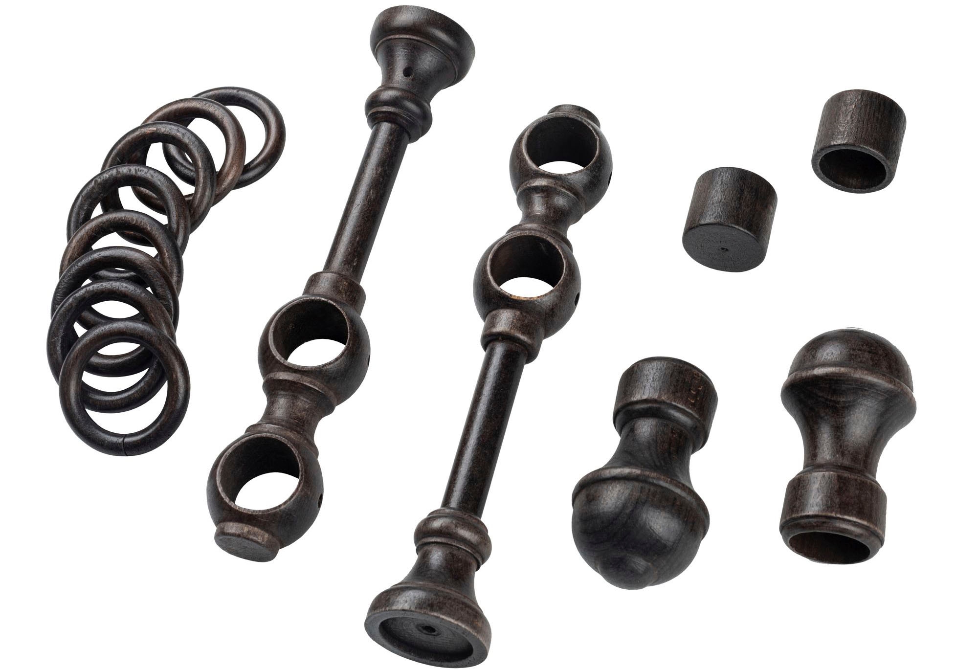 SN DECO GROUP Gardinenstange »Ares« 2 läufig-läufig Fixmaß 28 mm, Holz, verschiedene Längen und Farben, Komplettset