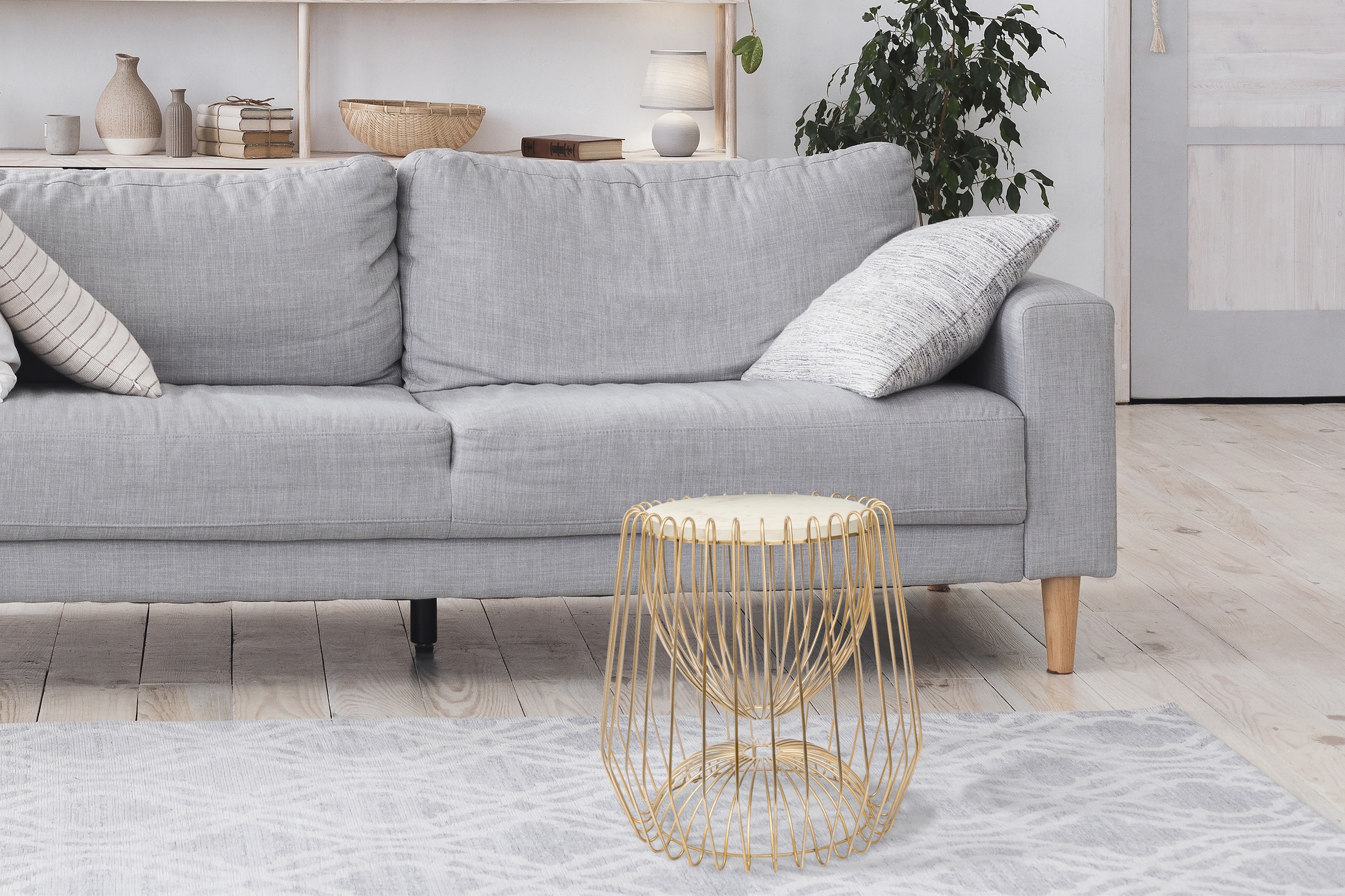 Kayoom Beistelltisch »Malibu 225, Beistelltisch mit edler Marmorplatte«, (1 St.), ø-Marmorplatte: 33,5 cm, angesagtes Metalldesign, pflegeleicht