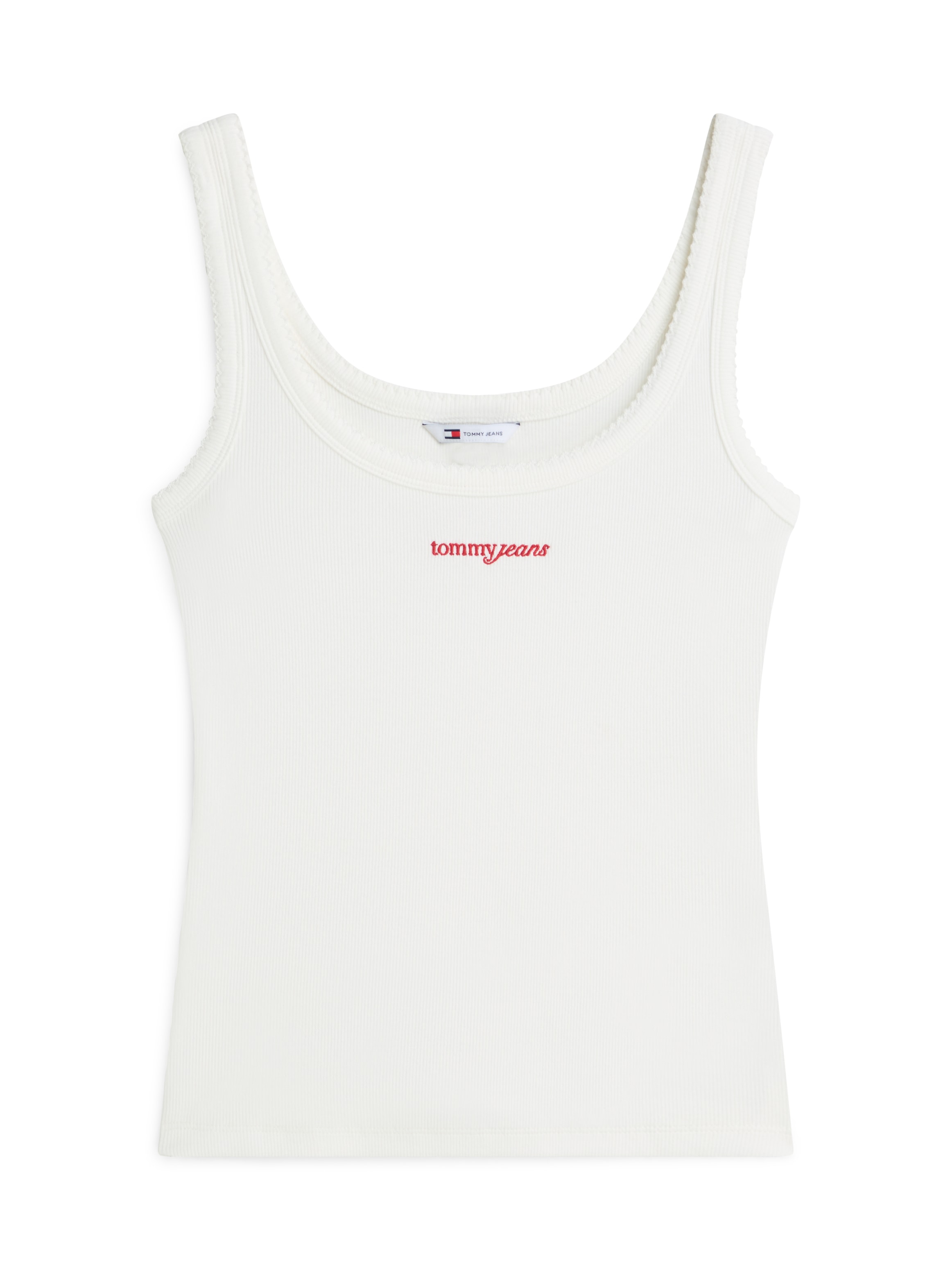 Tommy Jeans Trägertop »TJW SLIM SCRIPT RIB TANK« Baumwollmischung, slim fit, in gerippter Struktur, Logoschriftzug