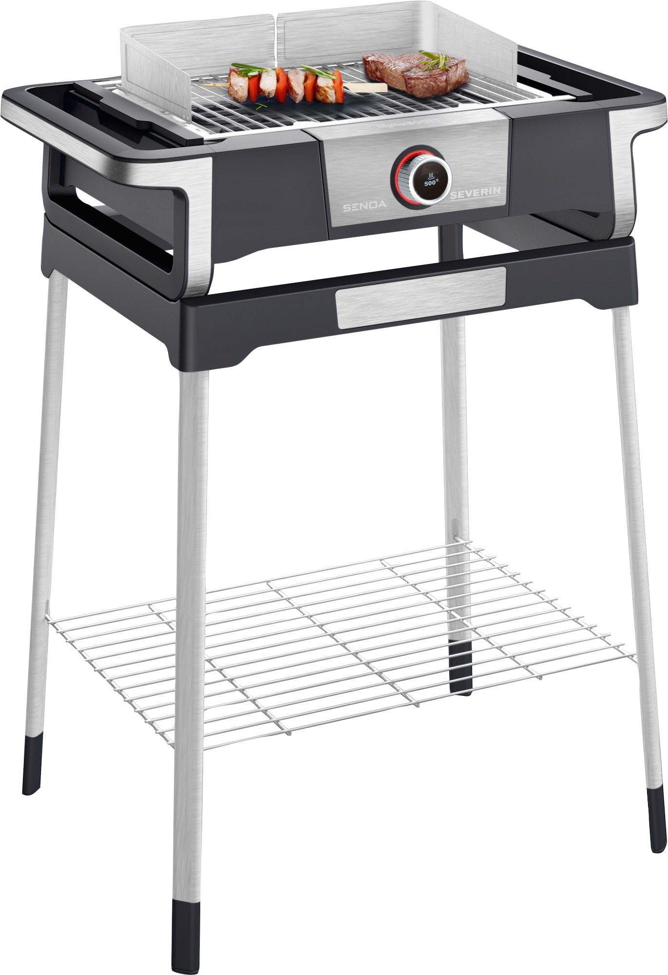 Severin Elektro-Standgrill »SENOA Digital Boost S PG 8118« 3000 W Reflektorschale zur optimalen Hitzeverteilung, einsatzbereit: 10 Min in silberfarben