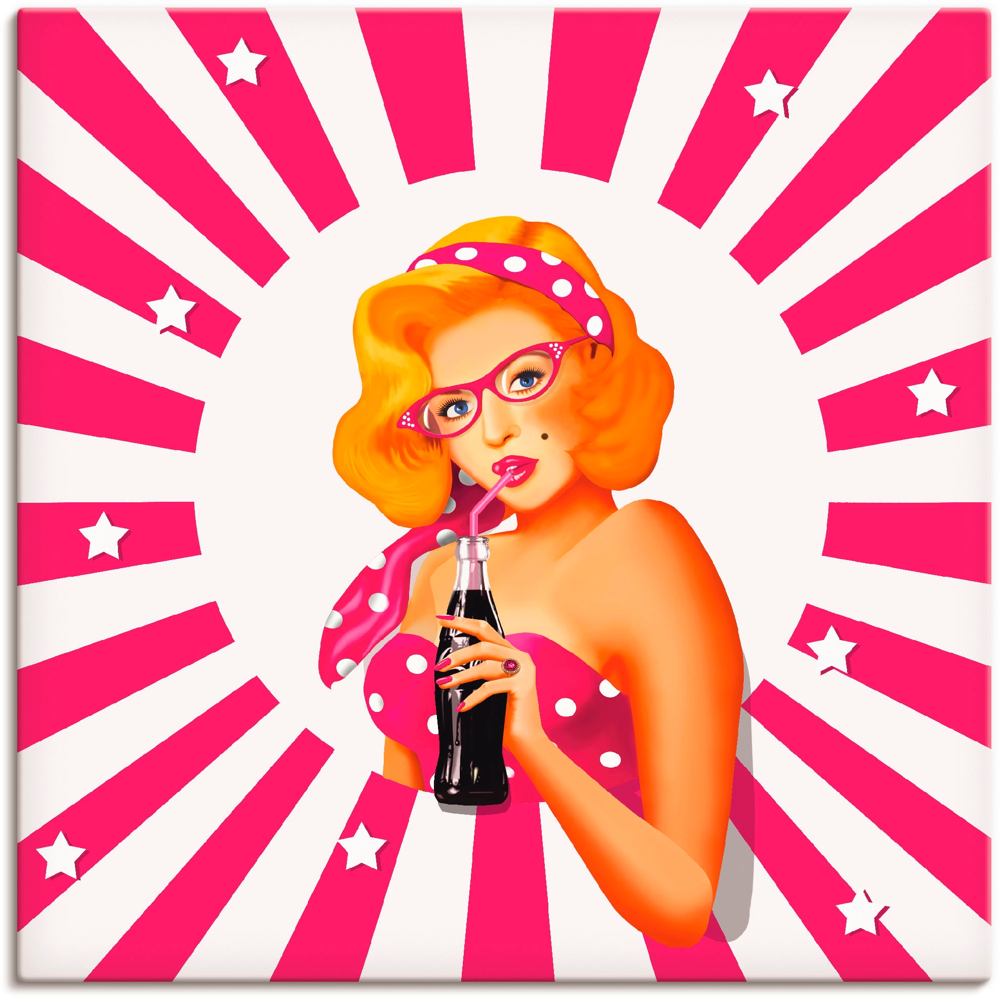 Artland Wandbild »Rockabilly Pin-up-Girl auf Streifen«, Frau, (1 St.), als  Alubild, Leinwandbild, Wandaufkleber oder Poster in versch. Größen online  bei OTTO