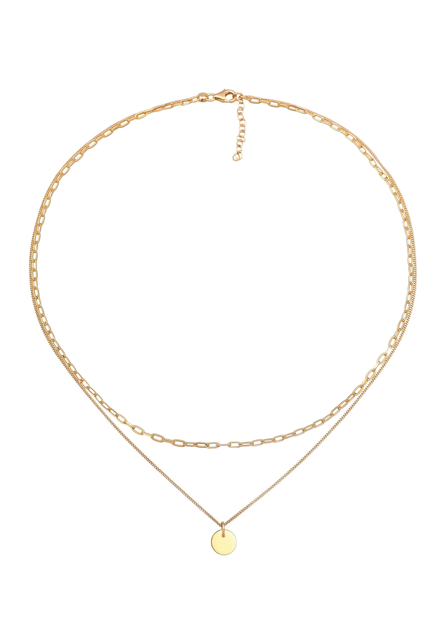 Elli Silberkette »Halskette Layer Plättchen Gliederkette 925 Silber«
