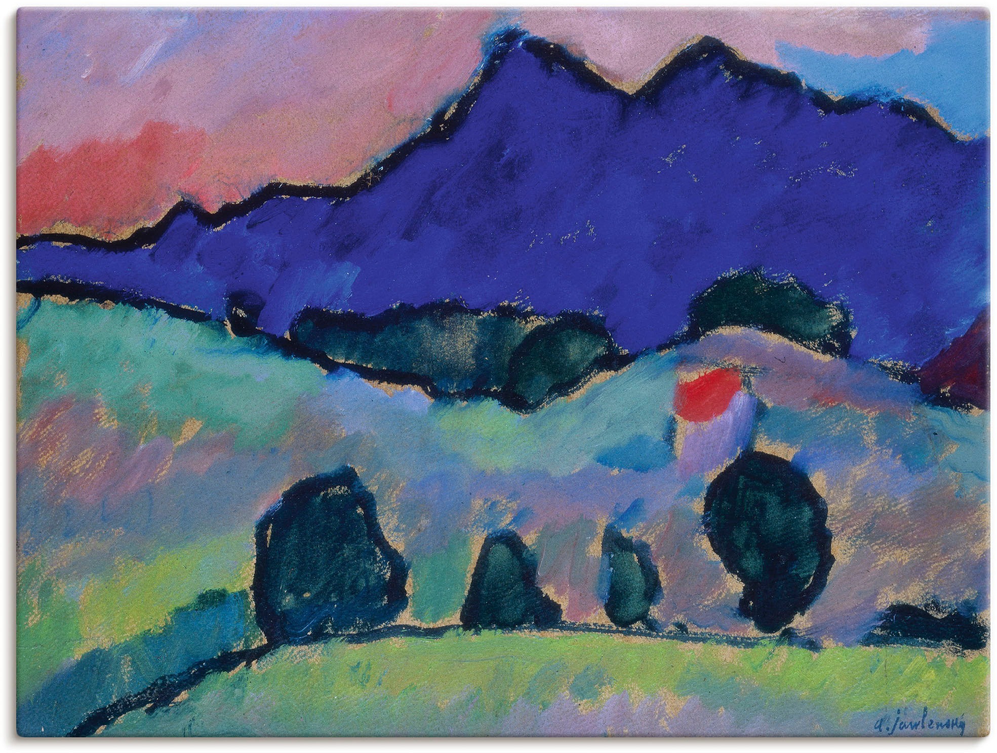 Artland Wandbild »Blauer Berg. 1910«, Felder, (1 St.), in vielen Größen & Produktarten -Leinwandbild, Poster, Wandaufkleber / Wandtattoo auch für Badezimmer geeignet