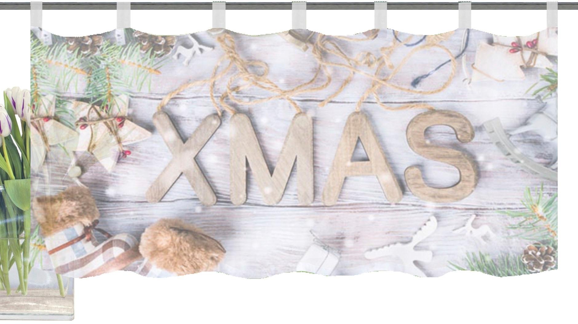 HOME WOHNIDEEN Scheibengardine »XMAS«, HxB: 45x120, Schlaufencafehaus Digitaldruck