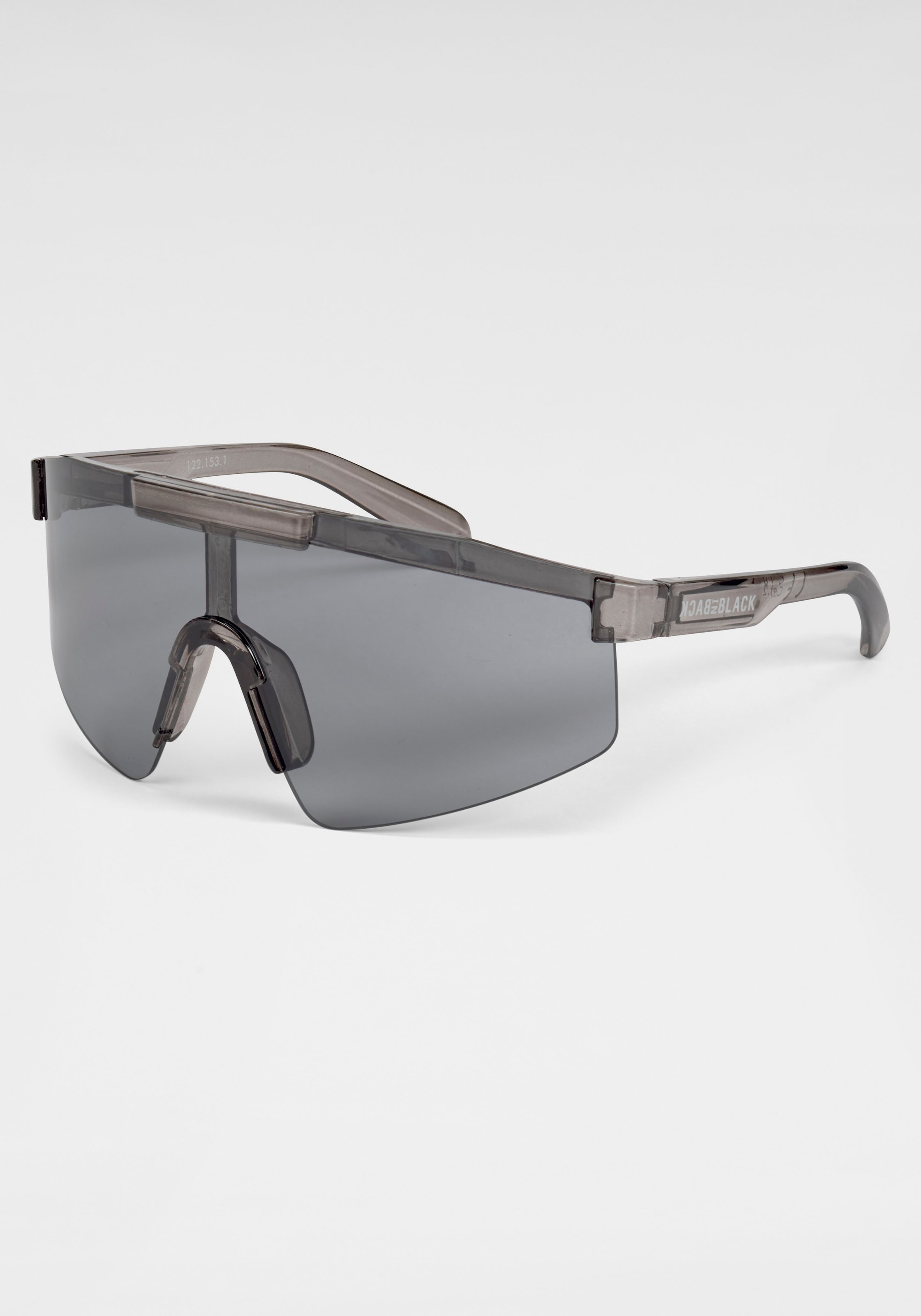 Sonnenbrille, Stylische Sportbrille mit crystal-smoke Rahmen und dunklen Gläsern