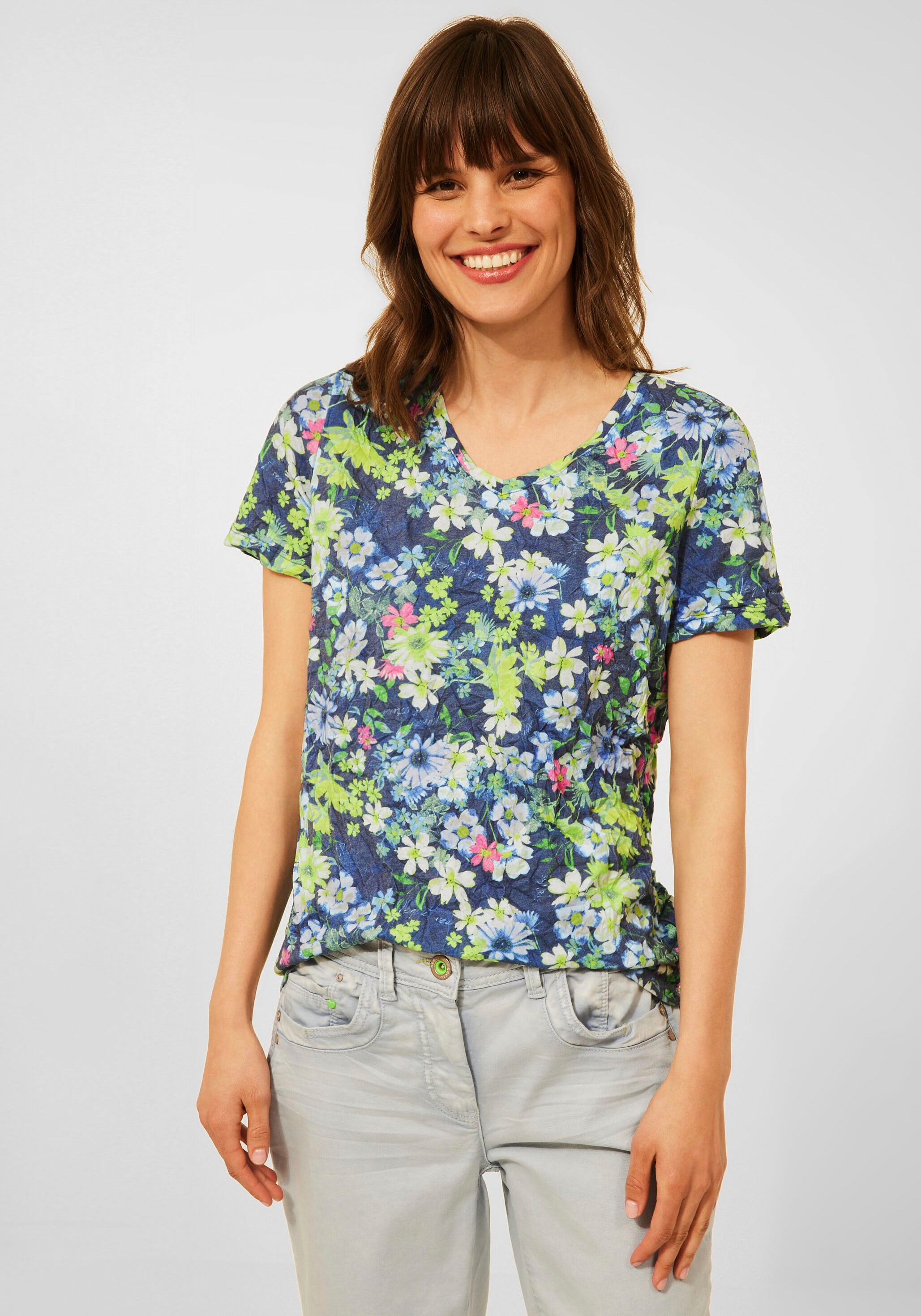 Cecil V-Shirt, mit floralem Allover-Print