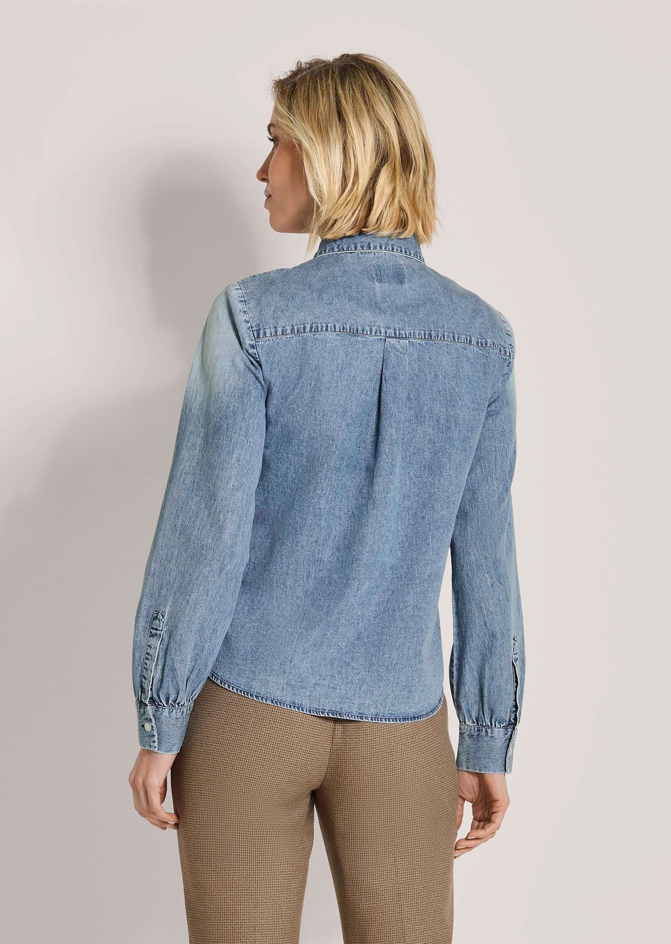 MADELEINE Hemdbluse »Bluse Jeansbluse mit floraler Stickerei«