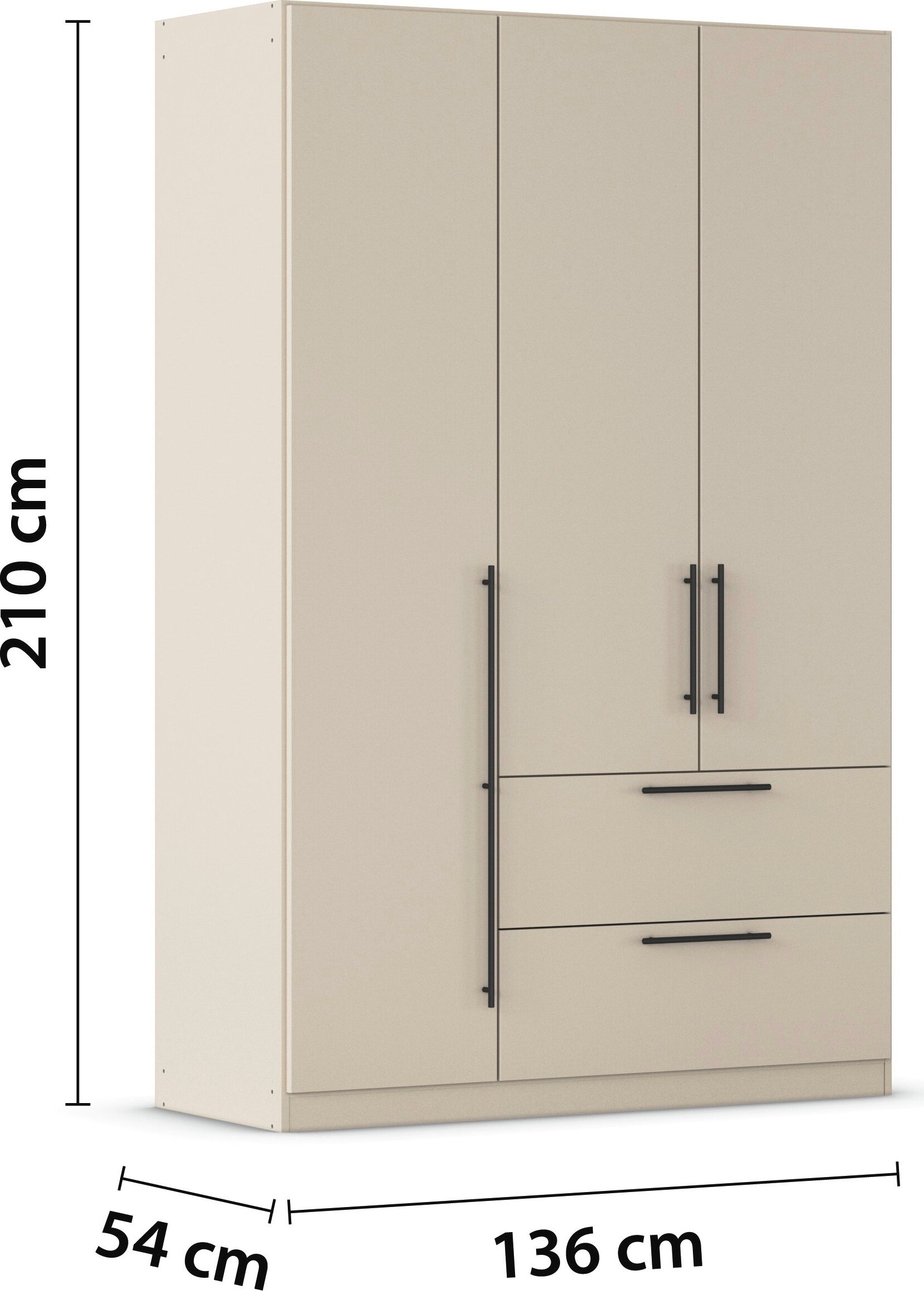 rauch Kleiderschrank »Drehtürenschrank Schrank Garderobe Wäscheschrank Schlafzimmer AVOLA«, (in 3 verschiedenen Ausstattungen BASIC/CLASSIC/PREMIUM), mit hochwertigen Stangengriffen in Schwarz aus Metall MADE IN GERMANY
