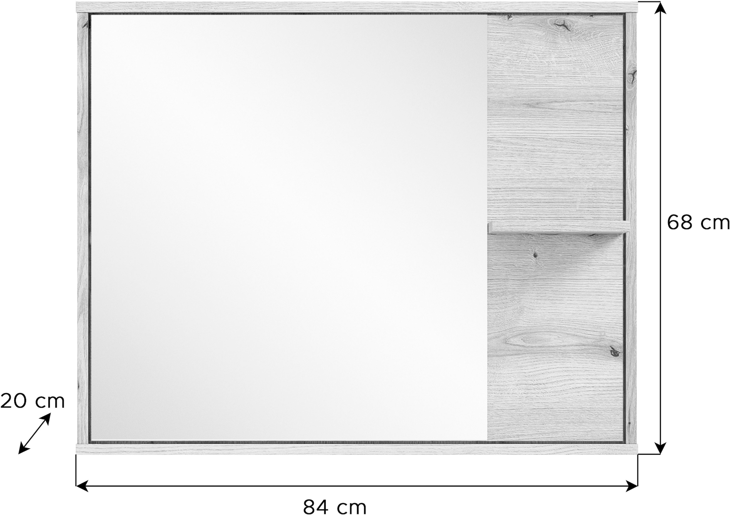welltime Spiegel »Kayu, Breite 84 cm, 1 Ablagefläche«, Badspiegel, Bad-Möbel, Badezimmer, Bad, Badezimmerspiegel