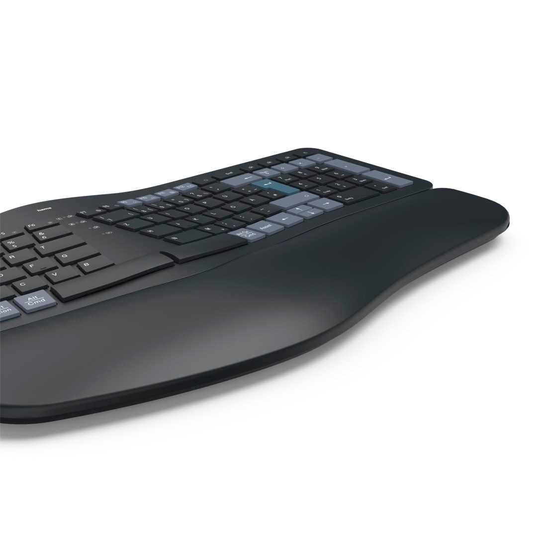Hama ergonomische Tastatur »Ergonomische Tastatur (kabellos, Multi Device, 2x Bluetooth, 1x Funk)« (Handgelenkauflage | ausklappbare Füße)
